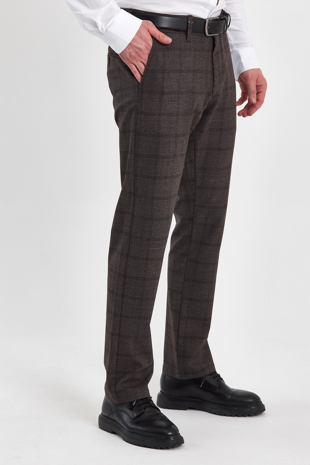 Брюки comfort fit Trend Collection 2333 Коричневий+клітинка - Фото 3