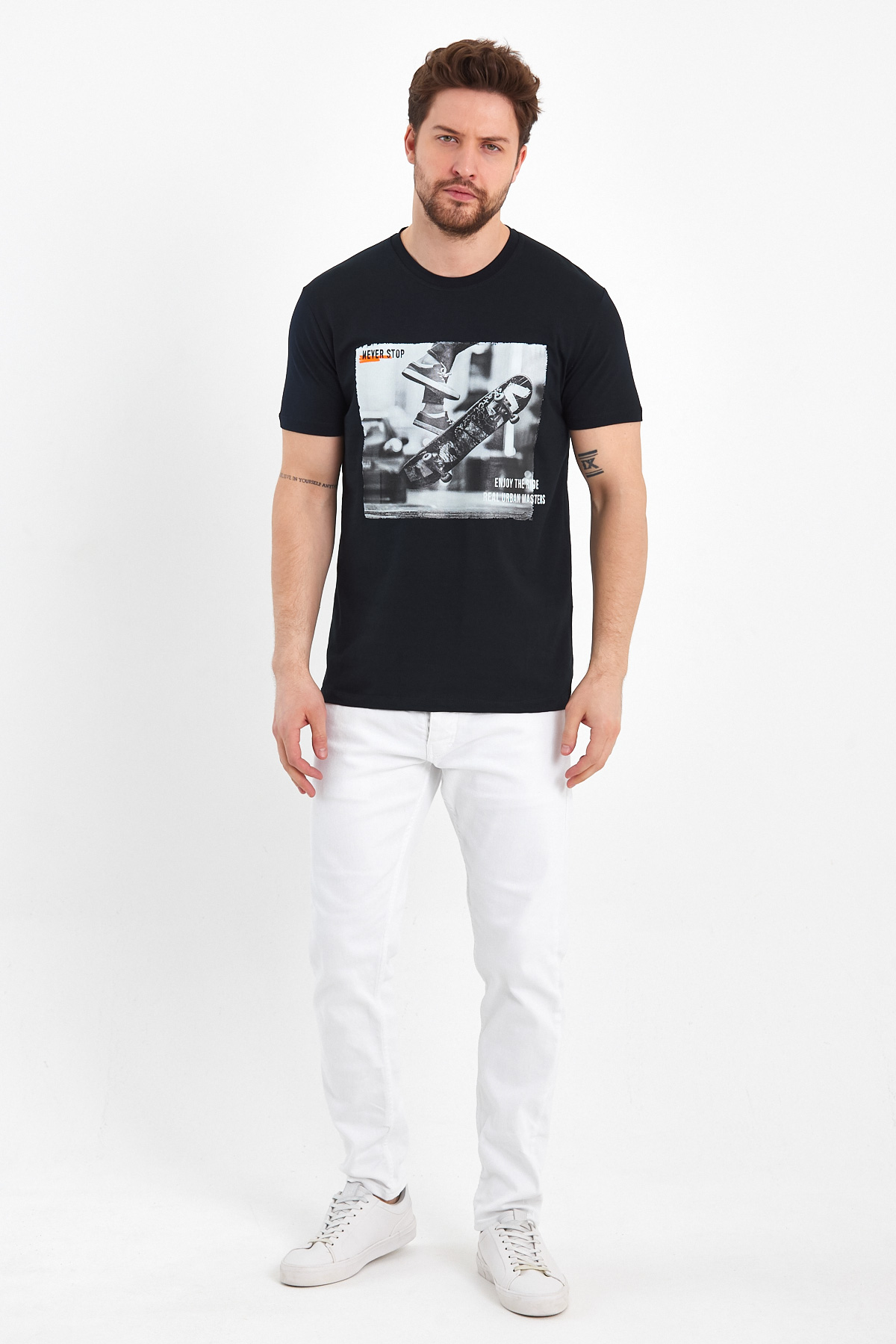 Футболка з принтом Trend Collection 2799 Темно-синій - Фото 
