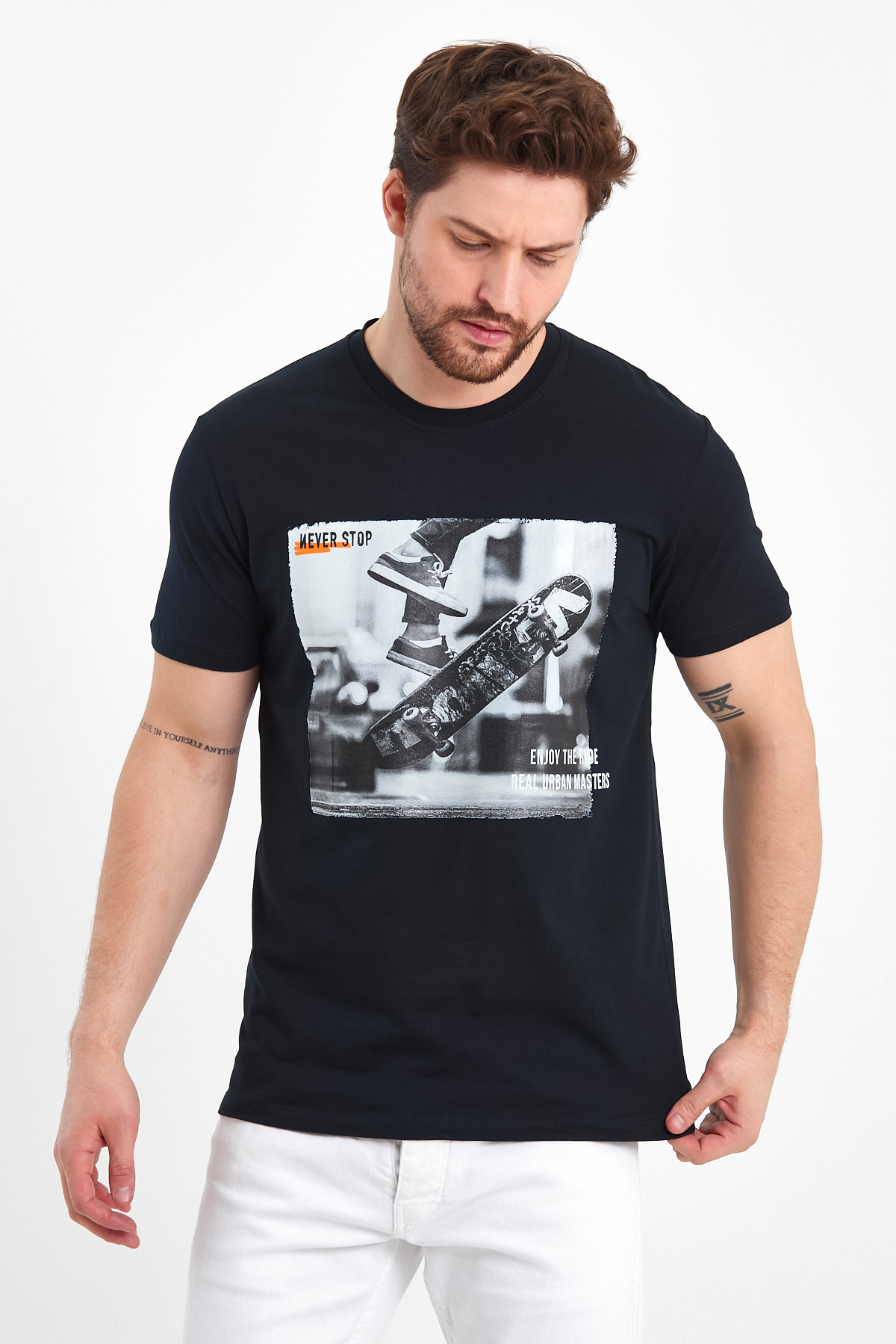 Футболка з принтом Trend Collection 2799 Темно-синій - Фото 1