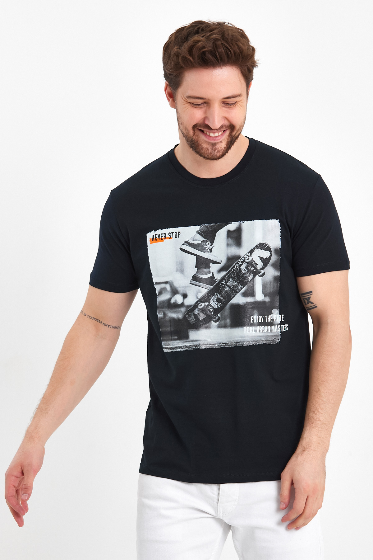 Футболка з принтом Trend Collection 2799 Темно-синій - Фото 3