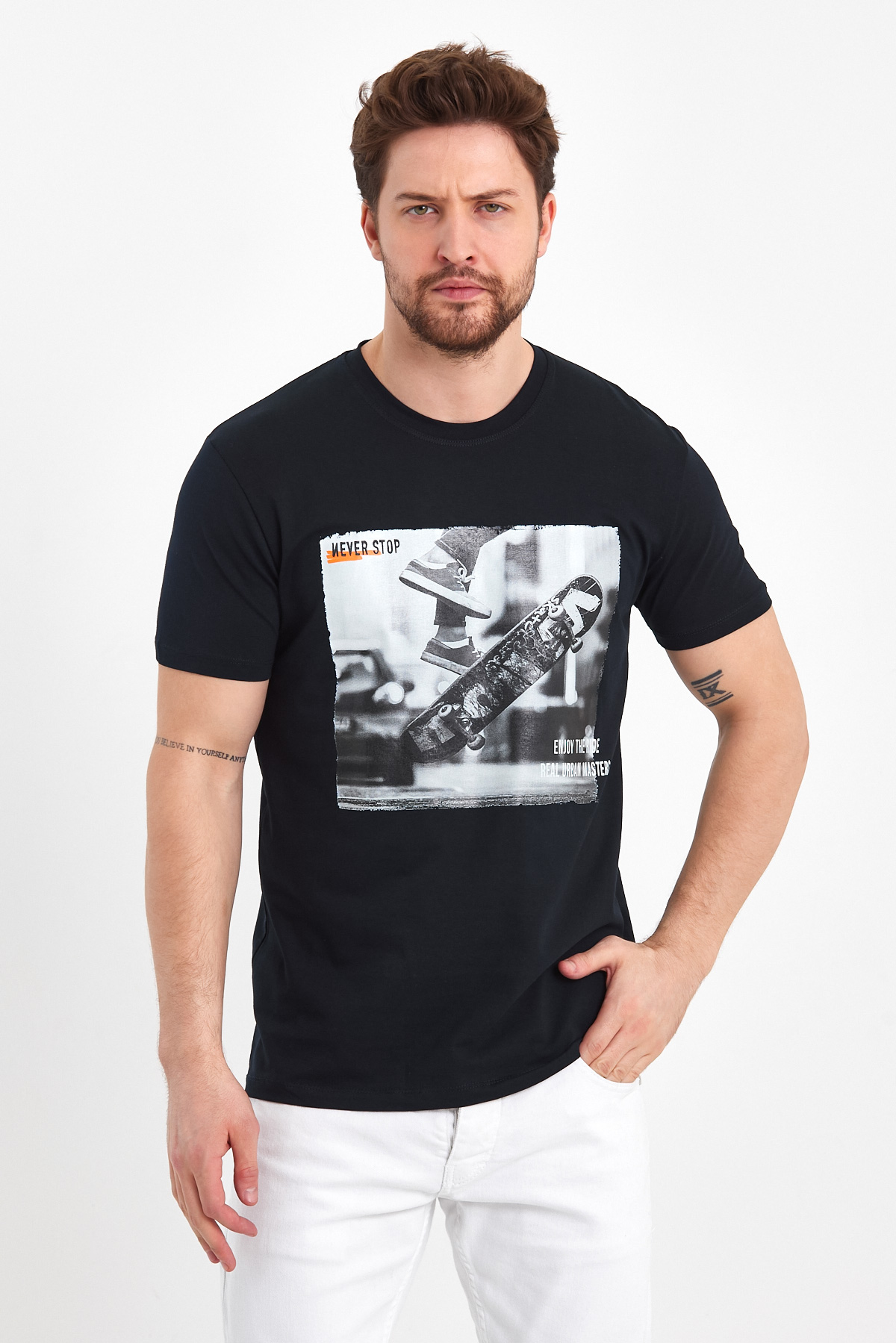 Футболка з принтом Trend Collection 2799 Темно-синій - Фото 4