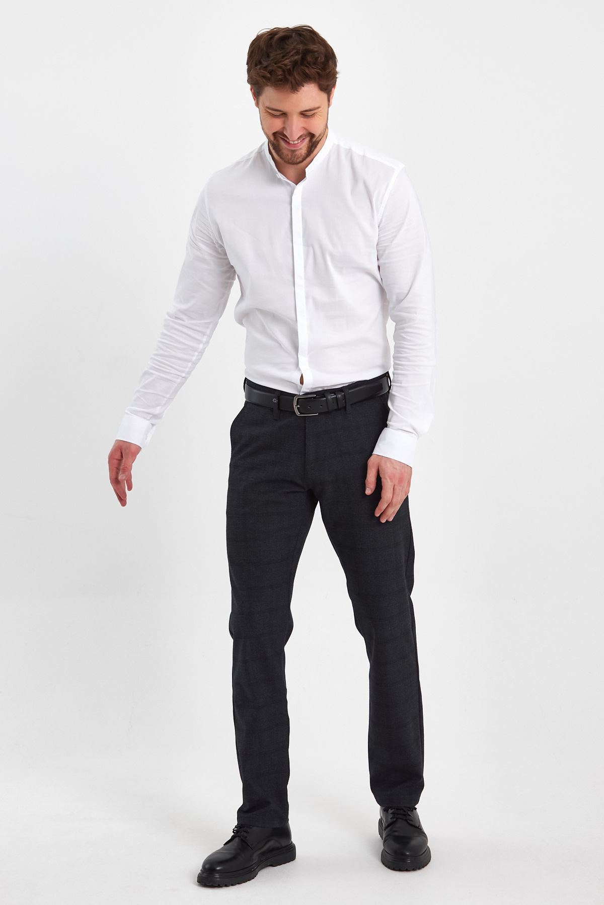 Брюки comfort fit Trend Collection 2333 Темно-сірий+клітинка - Фото 4