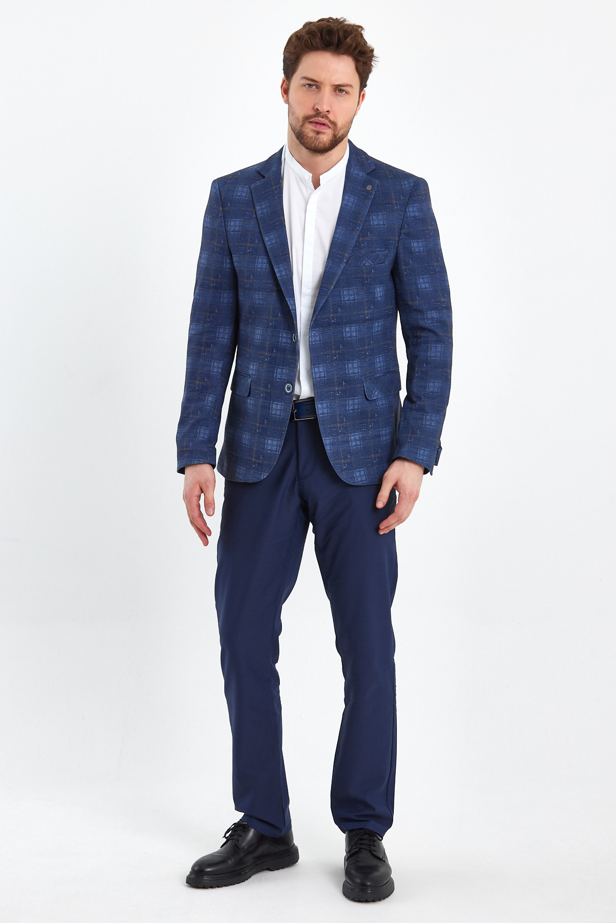 Піджак Trend Collection 6484 Синій+клітинка (V04) - Фото 