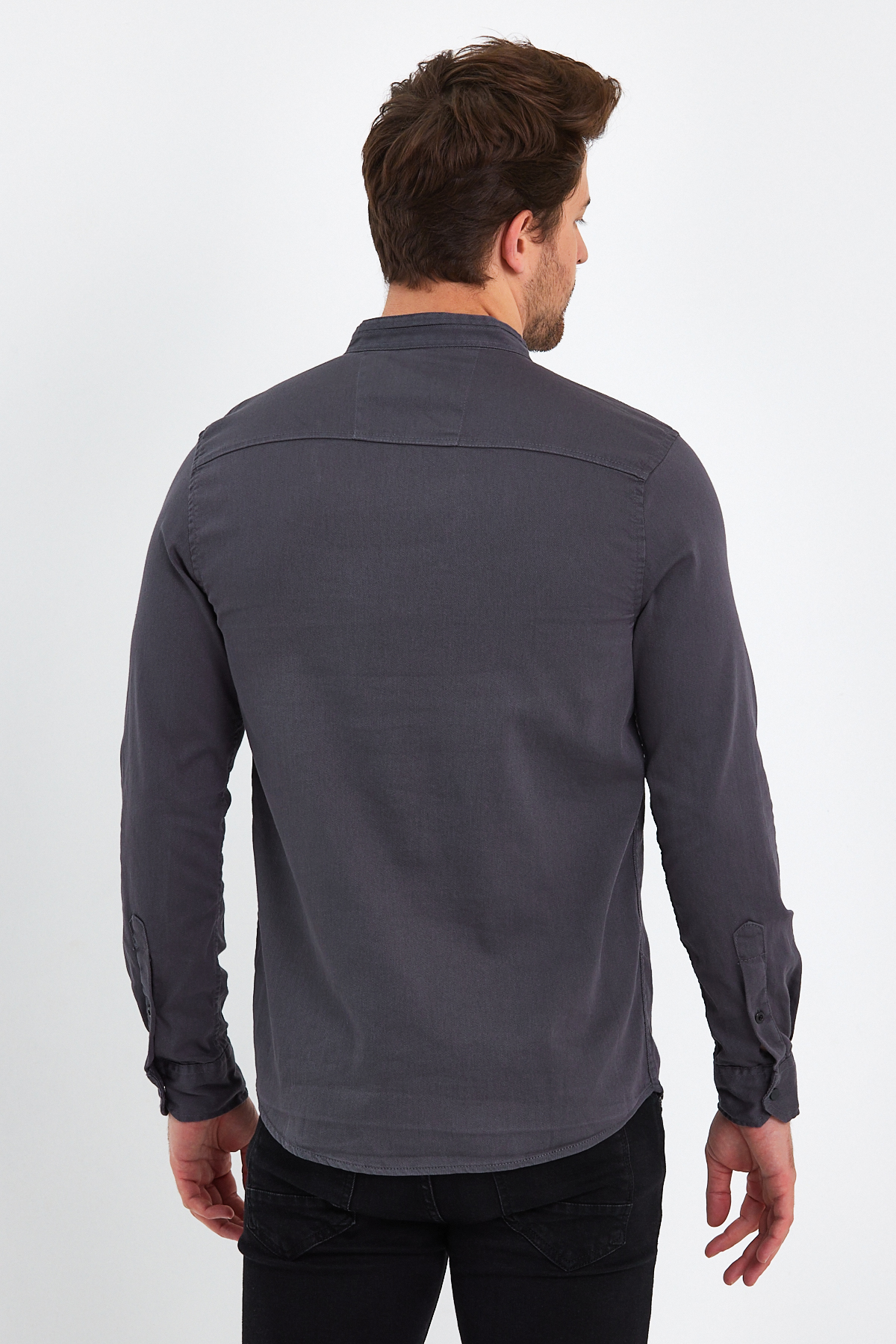 Сорочка джинсова стійка Trend Collection 18307-2 Темно-сірий (KOYU GRI) - Фото 2