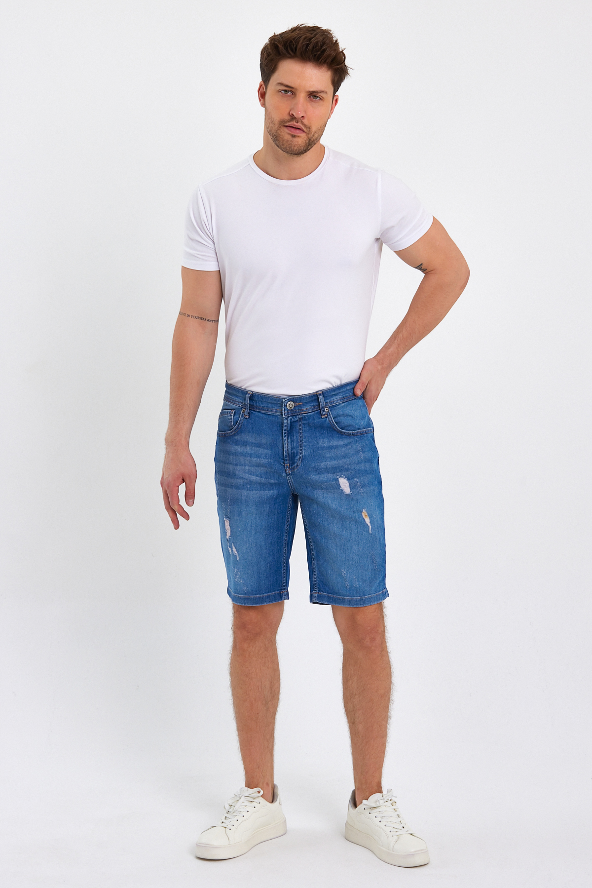 Шорты джинс Trend Collection 7093-01 синий (MIDLE BLUE) - Фото 