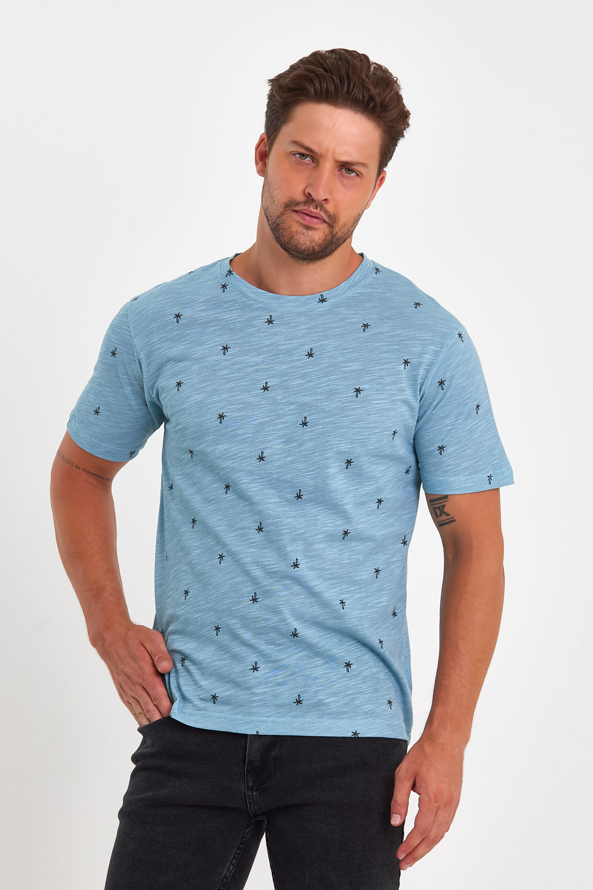 Футболка с принтом Trend Collection 180 бирюзовый (TURQUOISE) - Фото 4
