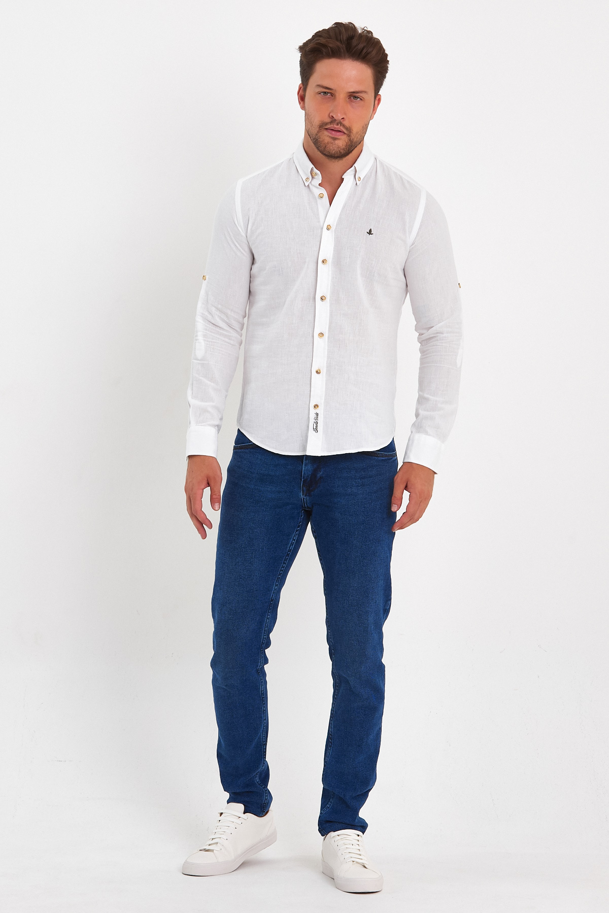 Сорочка льон Trend Collection 01-151 Білий - Фото 