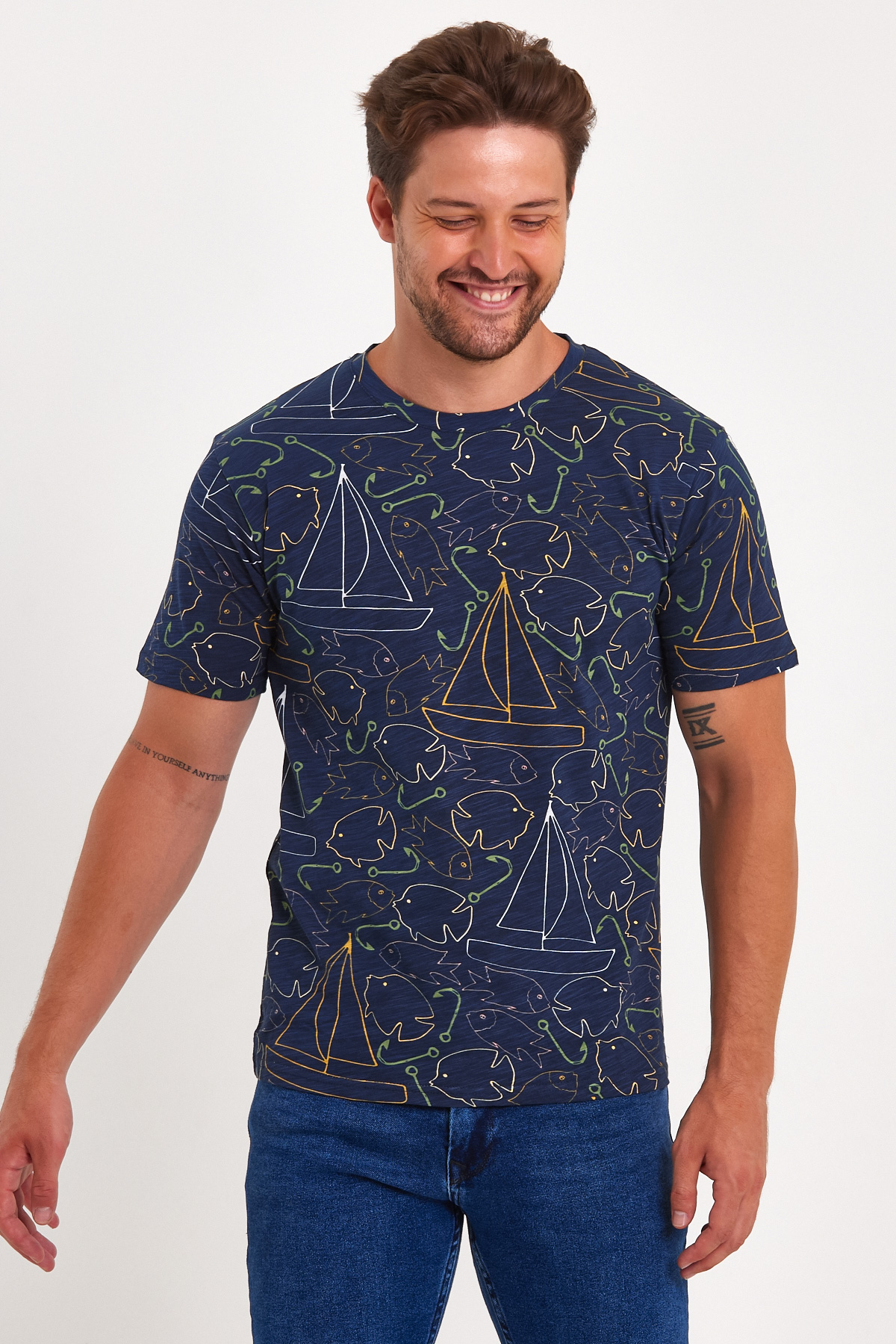 Футболка з принтом Trend Collection 660 Синій - Фото 3
