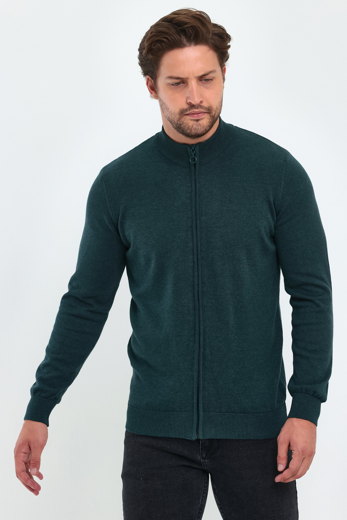 Кофта на замке кэжуал Trend Collection 211418-2 зеленый (YESIL CTN) - Фото 2