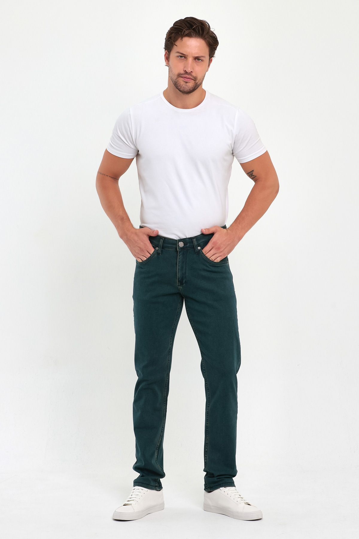 Джинсы slim fit Trend Collection 13092 Сине-зеленый (HAKI) - Фото 7
