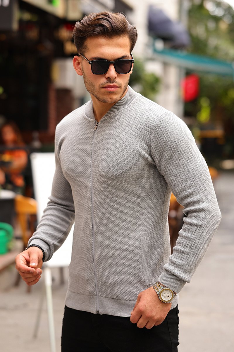 Кофта на замке кэжуал Trend Collection 231424 светло-серый - Фото 8