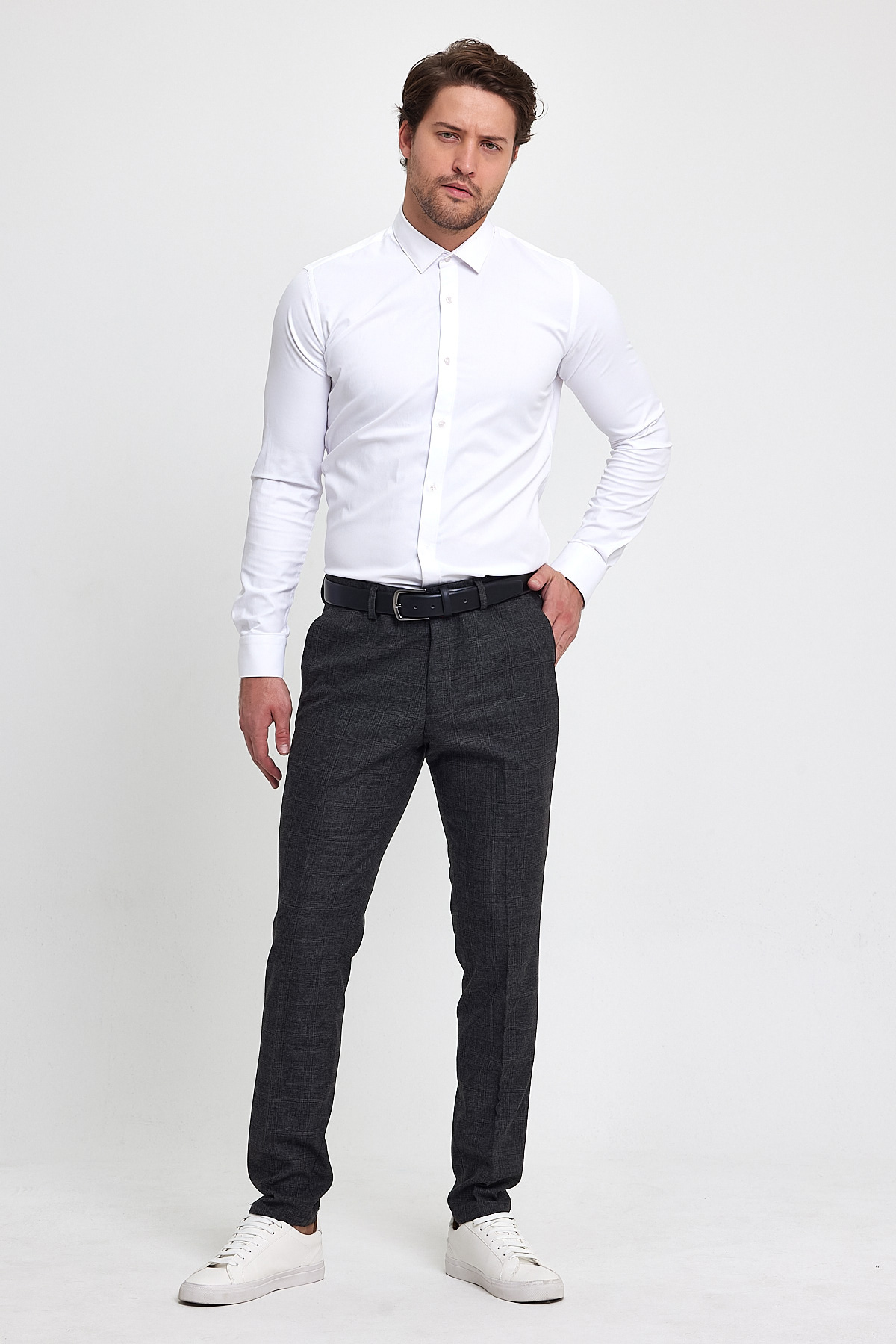 Штани slim fit Trend Collection 1225 Чорно-сірий (COL. 3) - Фото 