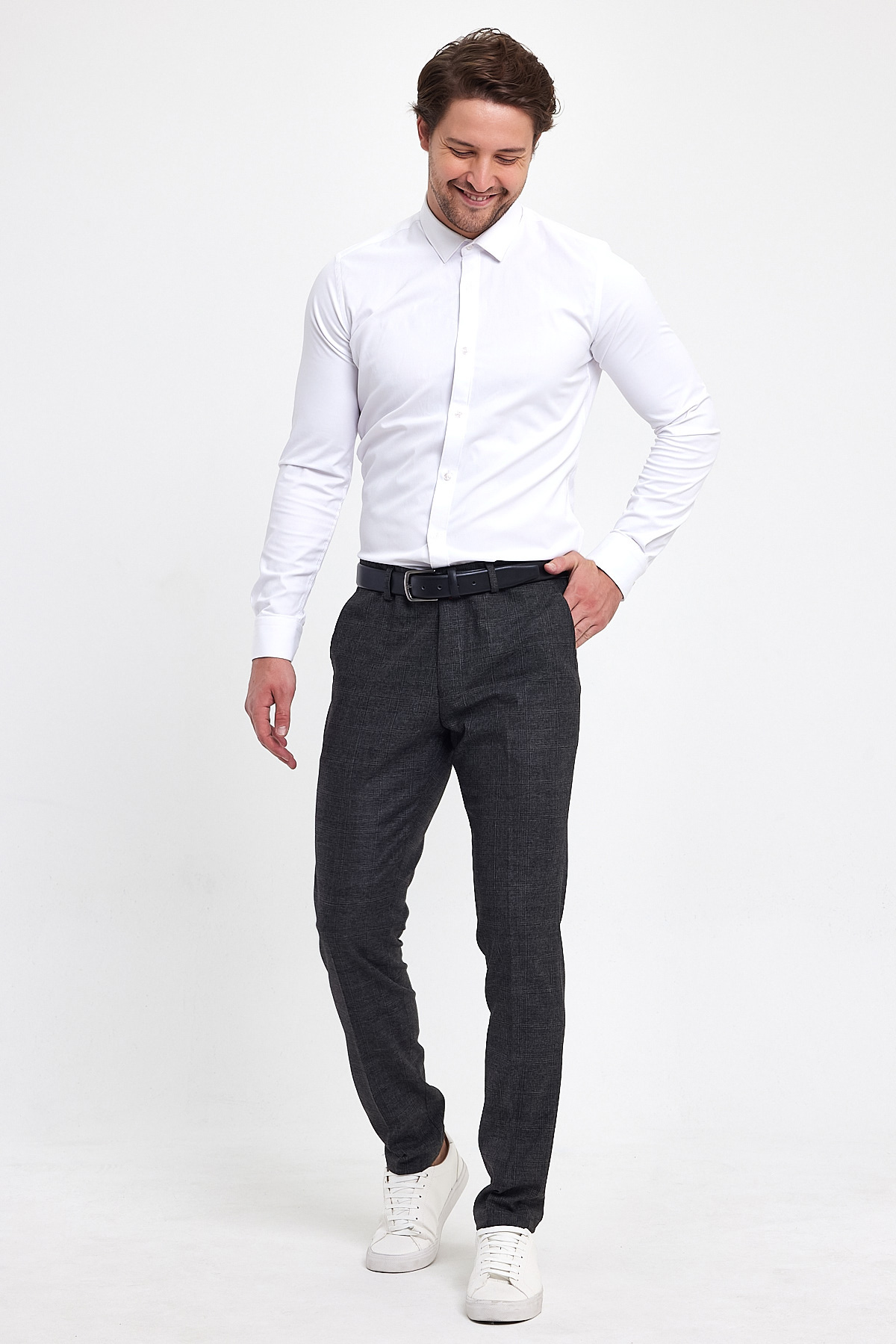 Штани slim fit Trend Collection 1225 Чорно-сірий (COL. 3) - Фото 1