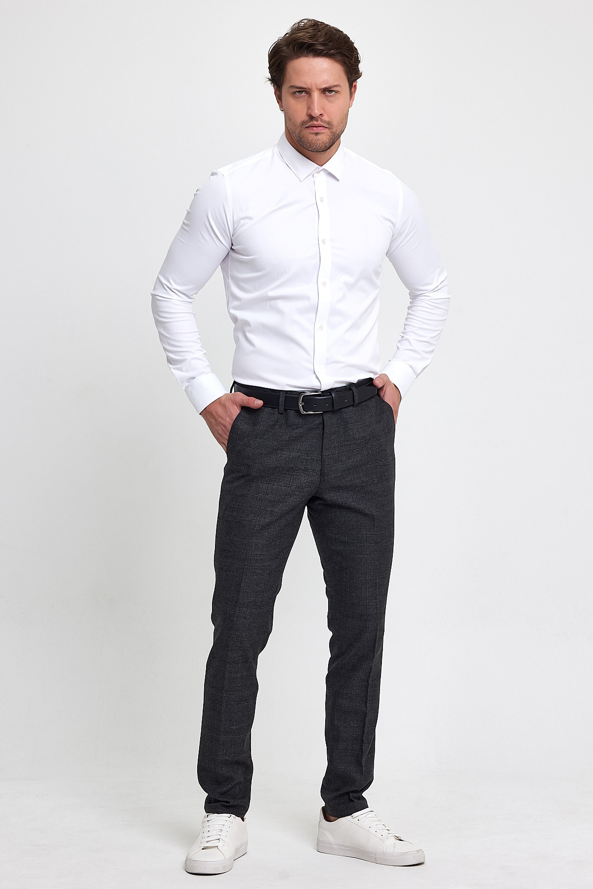 Штани slim fit Trend Collection 1225 Чорно-сірий (COL. 3) - Фото 2