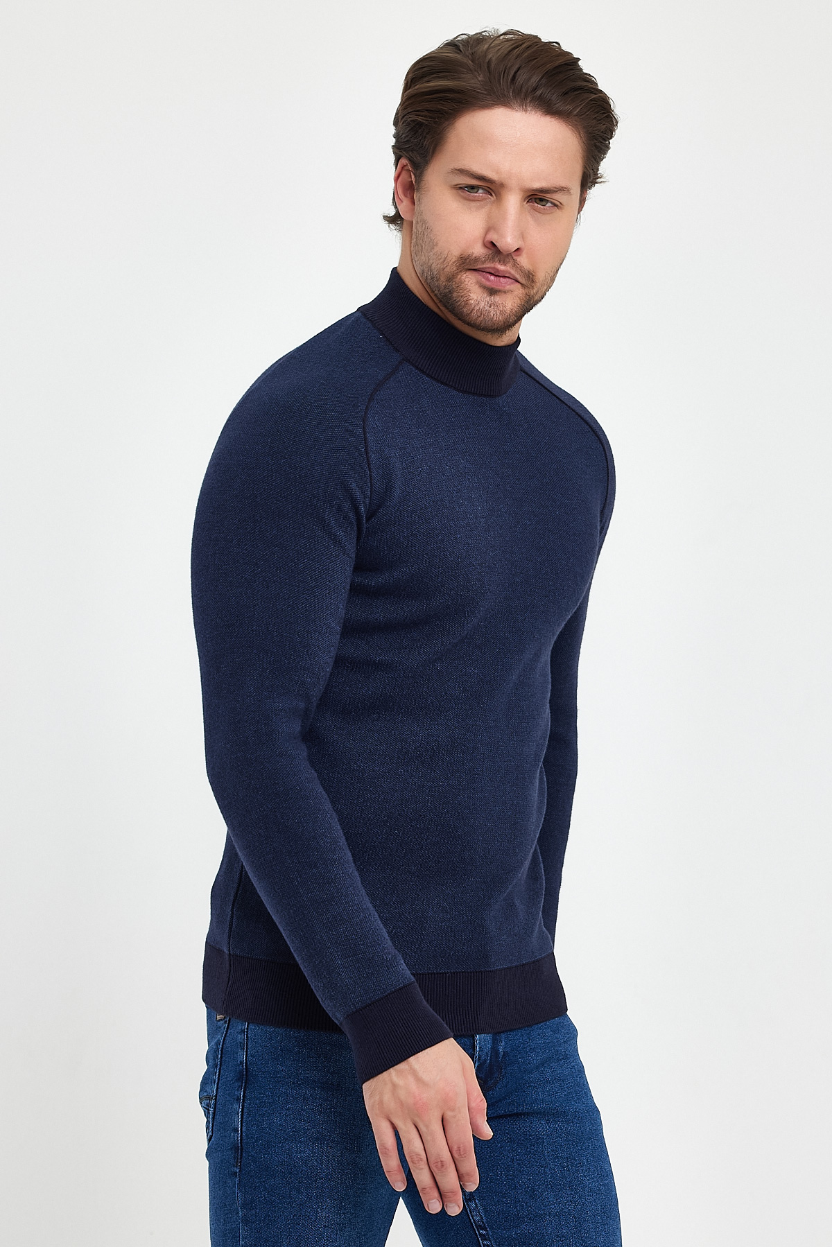 Гольф однотонный стойка Trend Collection 211476-2 Темно-синий+синий (LACIVERT-HAVACI) - Фото 3
