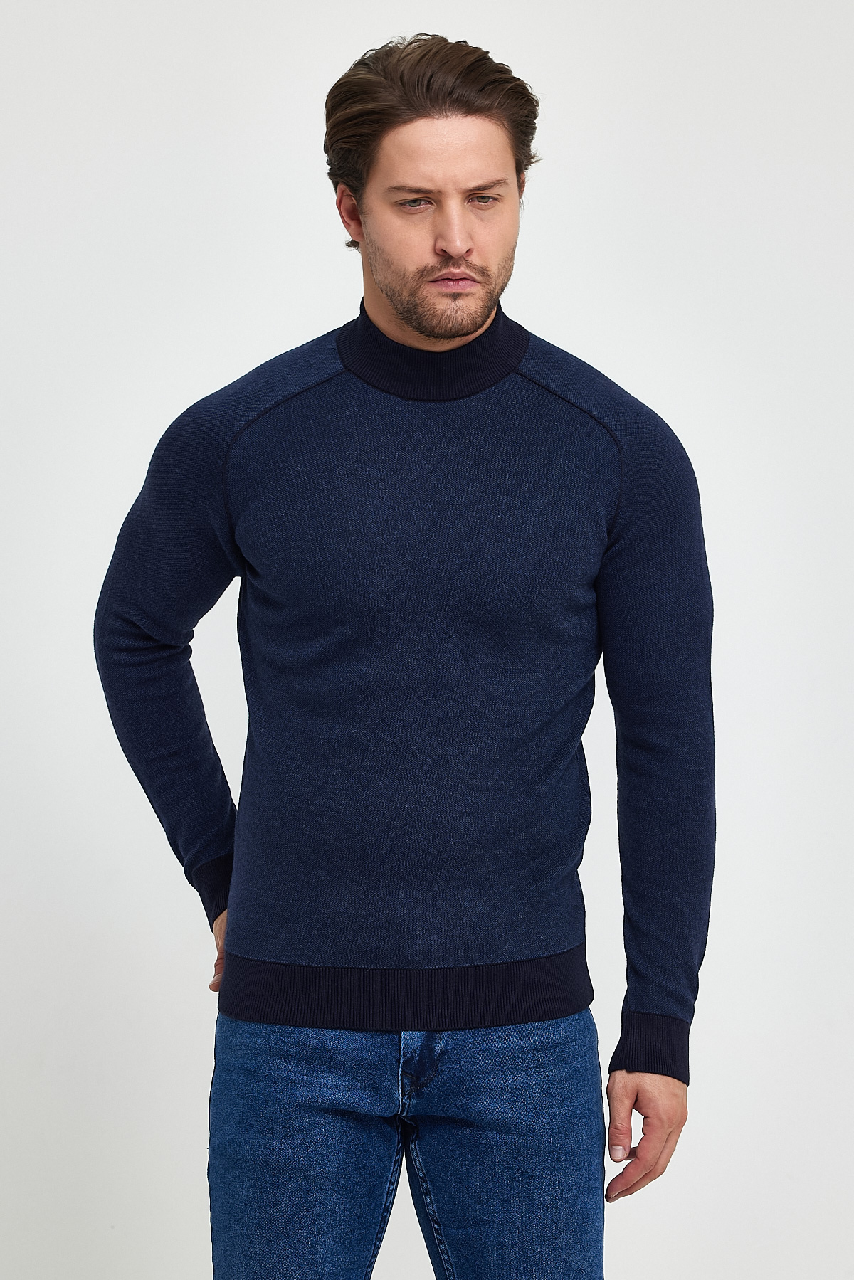 Гольф однотонный стойка Trend Collection 211476-2 Темно-синий+синий (LACIVERT-HAVACI) - Фото 4