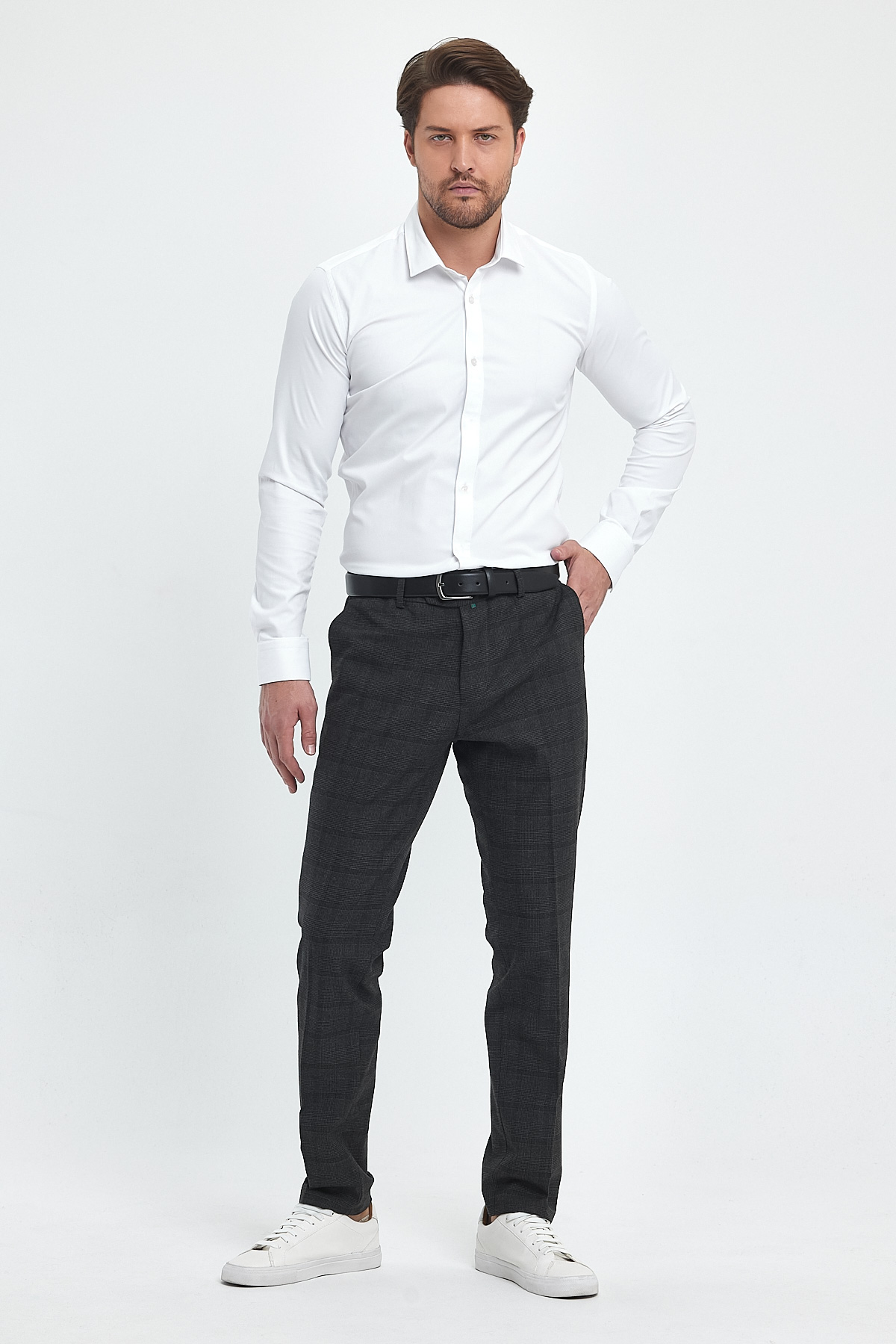 Штаны slim fit Trend Collection 005 черно-серый (COL. 5) - Фото 1
