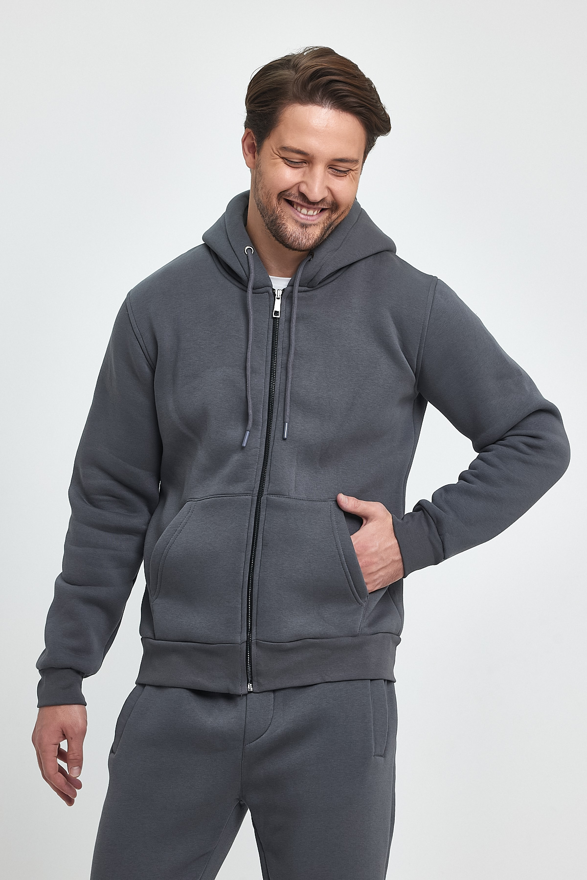 Кофта на замке спортивная флис Trend Collection 6164 Антрацит (FUME) - Фото 4