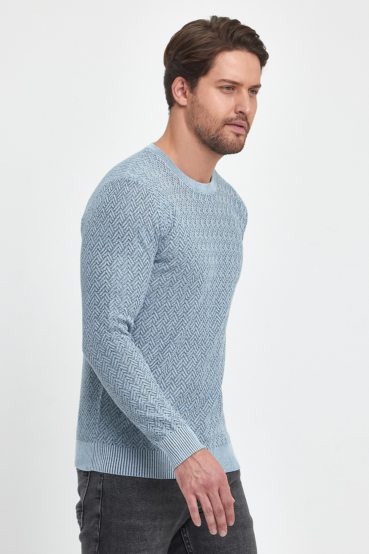 Свитер casual Trend Collection 7394 голубой - Фото 1
