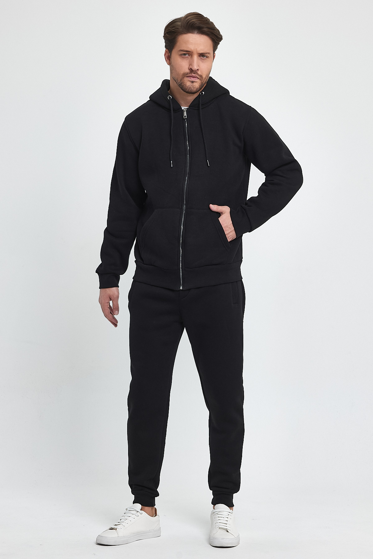Спорт комплект флис Trend Collection: Кофта 6164, Штаны 5525 Черный - Фото 3