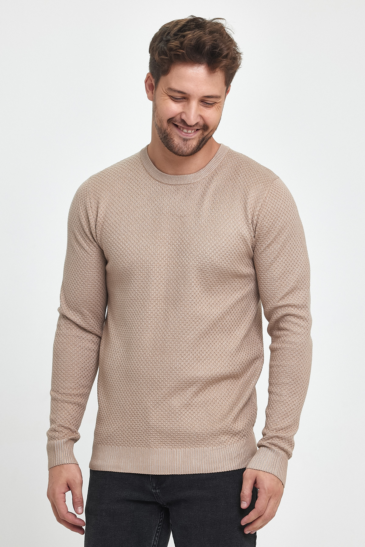Свитер casual Trend Collection 7374 бежевый - Фото 7