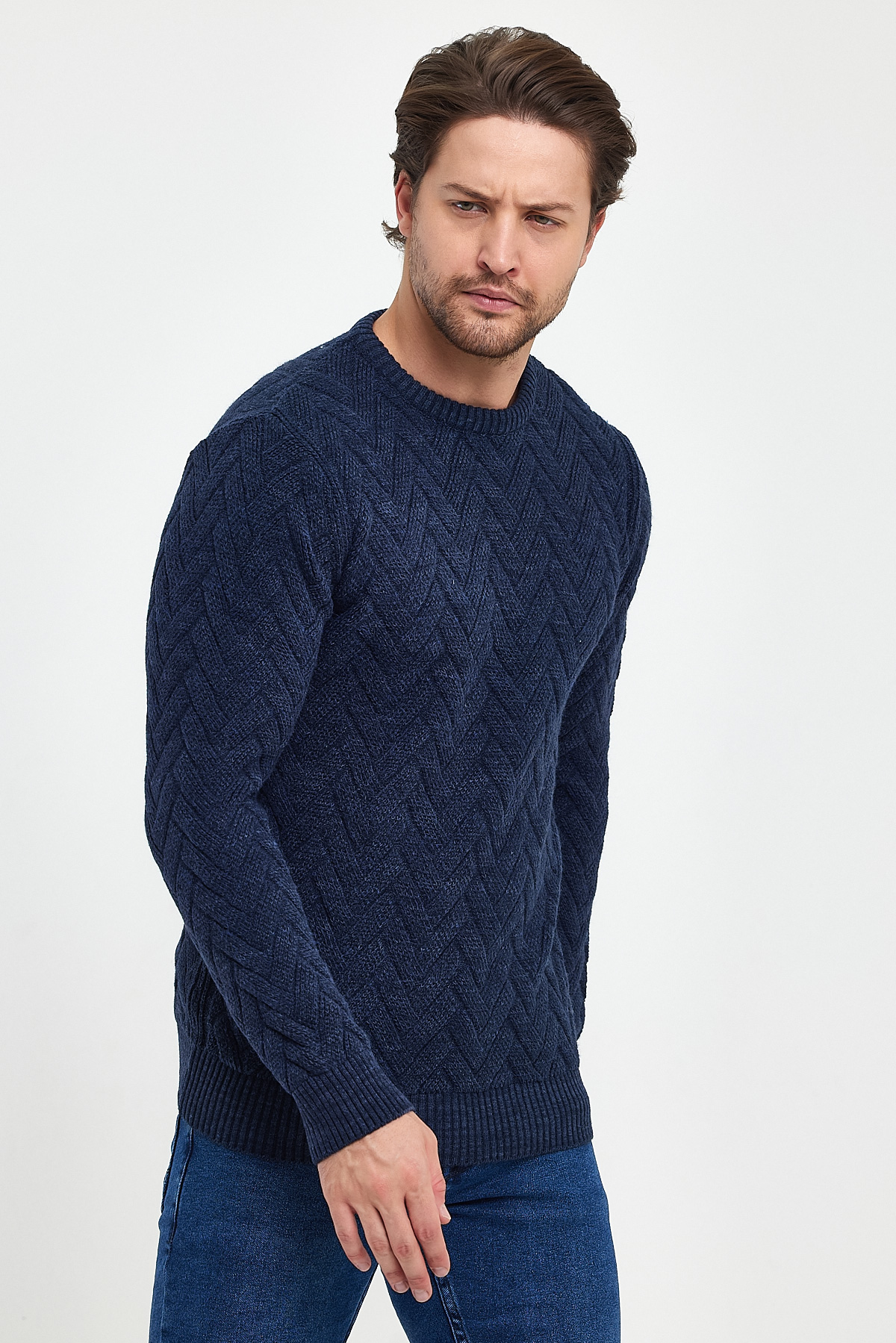 Свитер теплый Trend Collection 191005-1 голубовато-синий (INDIGO-LACI) - Фото 6