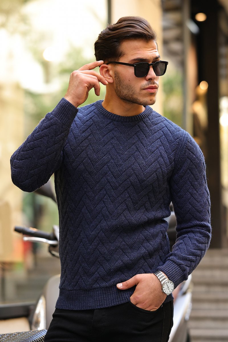 Свитер теплый Trend Collection 191005-1 голубовато-синий (INDIGO-LACI) - Фото 7