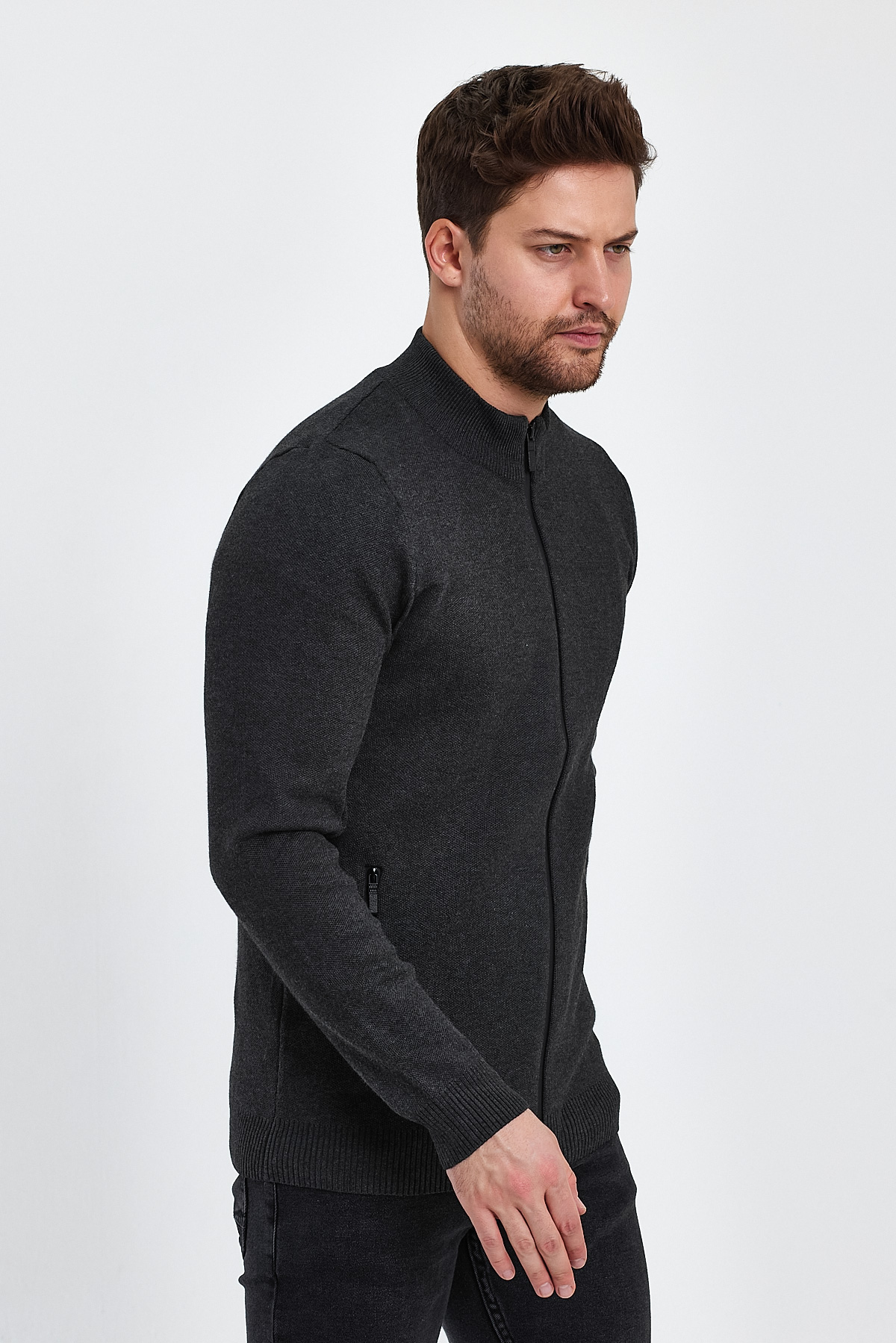 Кофта на замку кежуал Trend Collection 6690 Темно-сірий - Фото 1