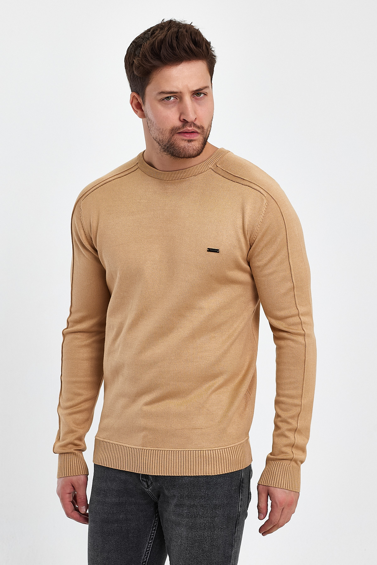 Свитер однотонный Trend Collection 3125 бежевый (BEIGE) - Фото 1