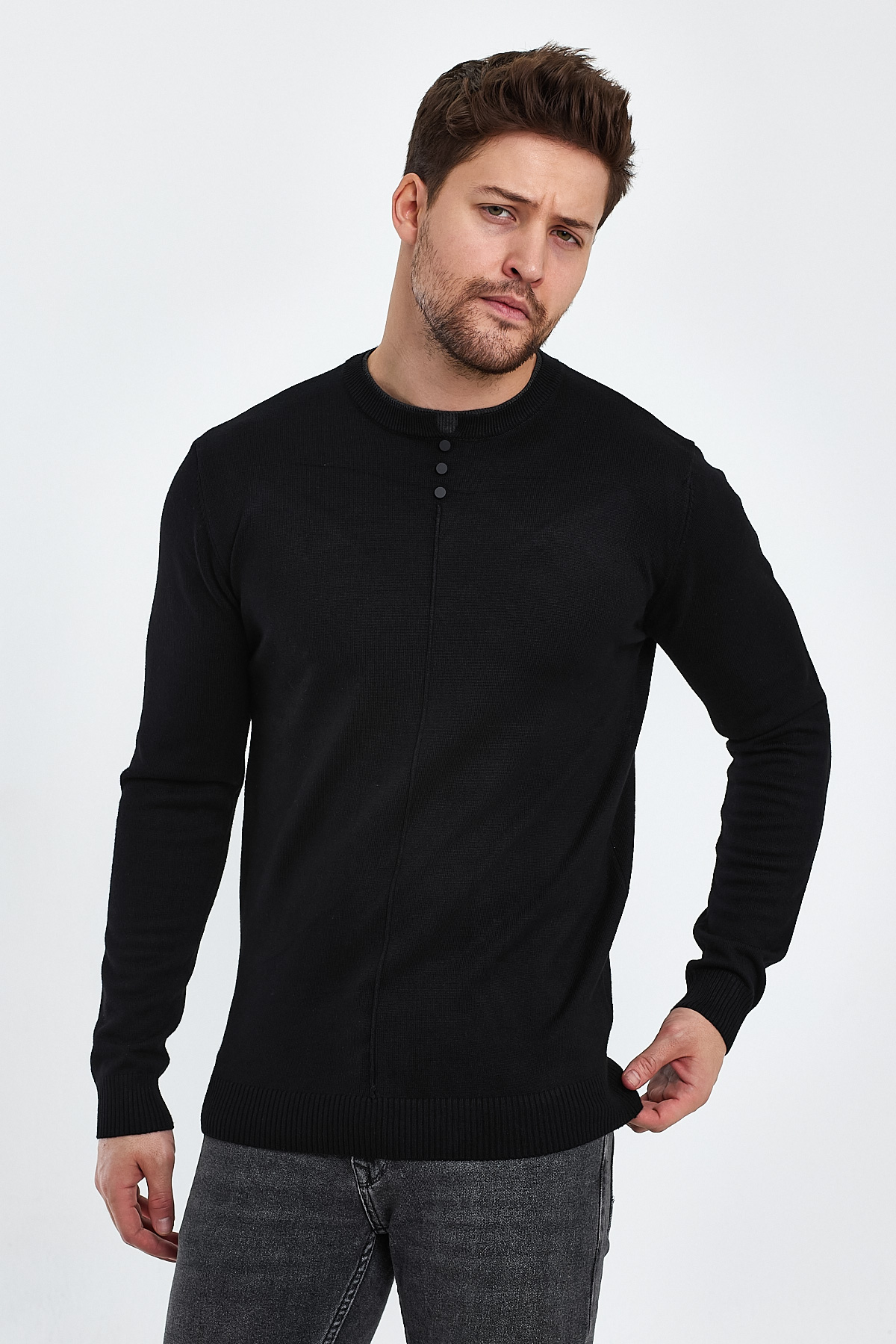 Свитер casual Trend Collection 03215 черный (BLACK) - Фото 3