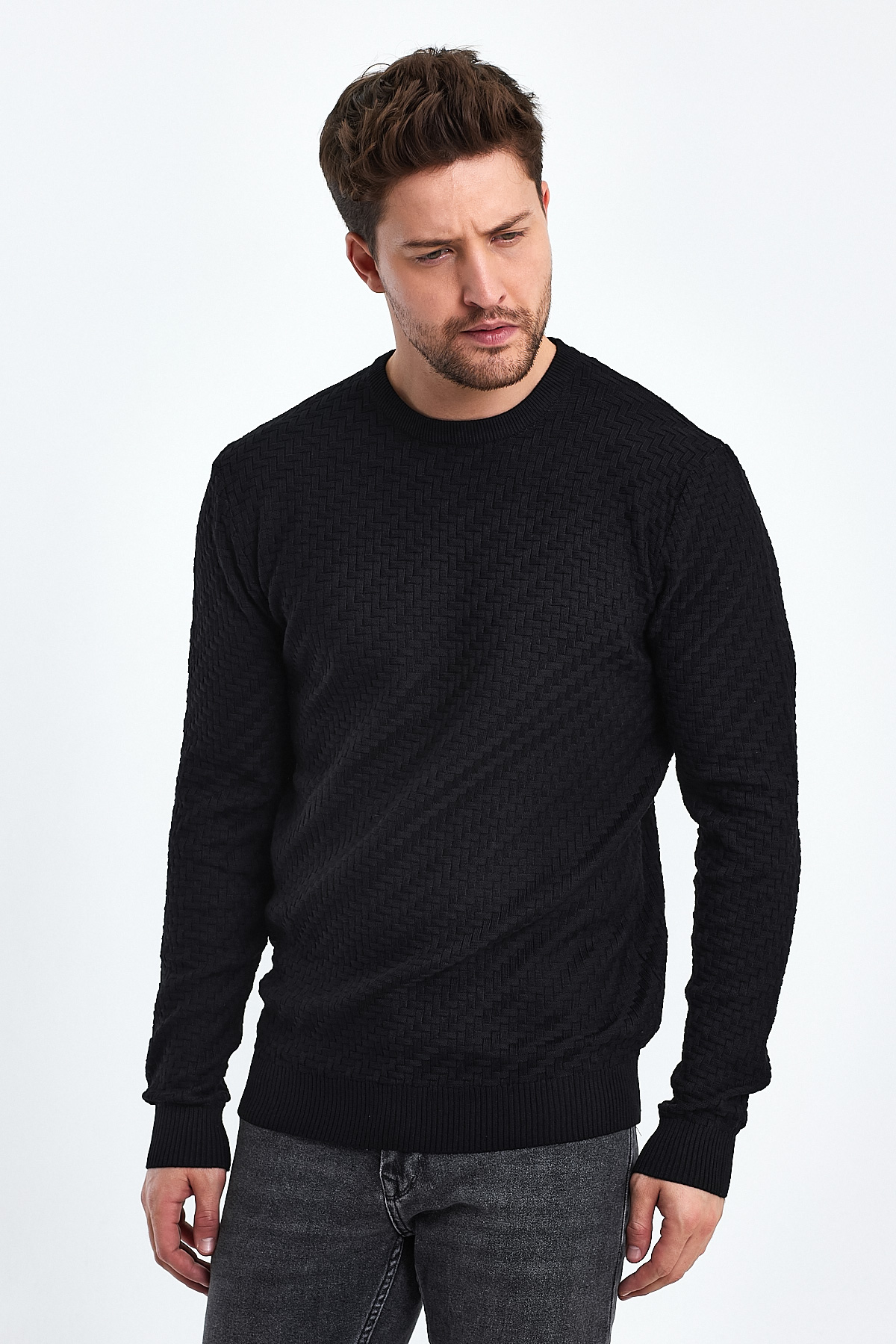 Свитер casual Trend Collection 3109 черный (BLACK) - Фото 3