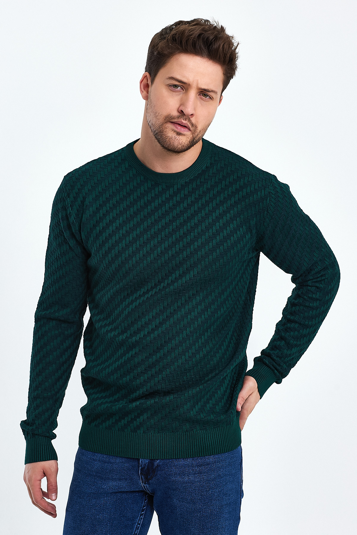 Свитер casual Trend Collection 3109 зеленый (GREEN) - Фото 3
