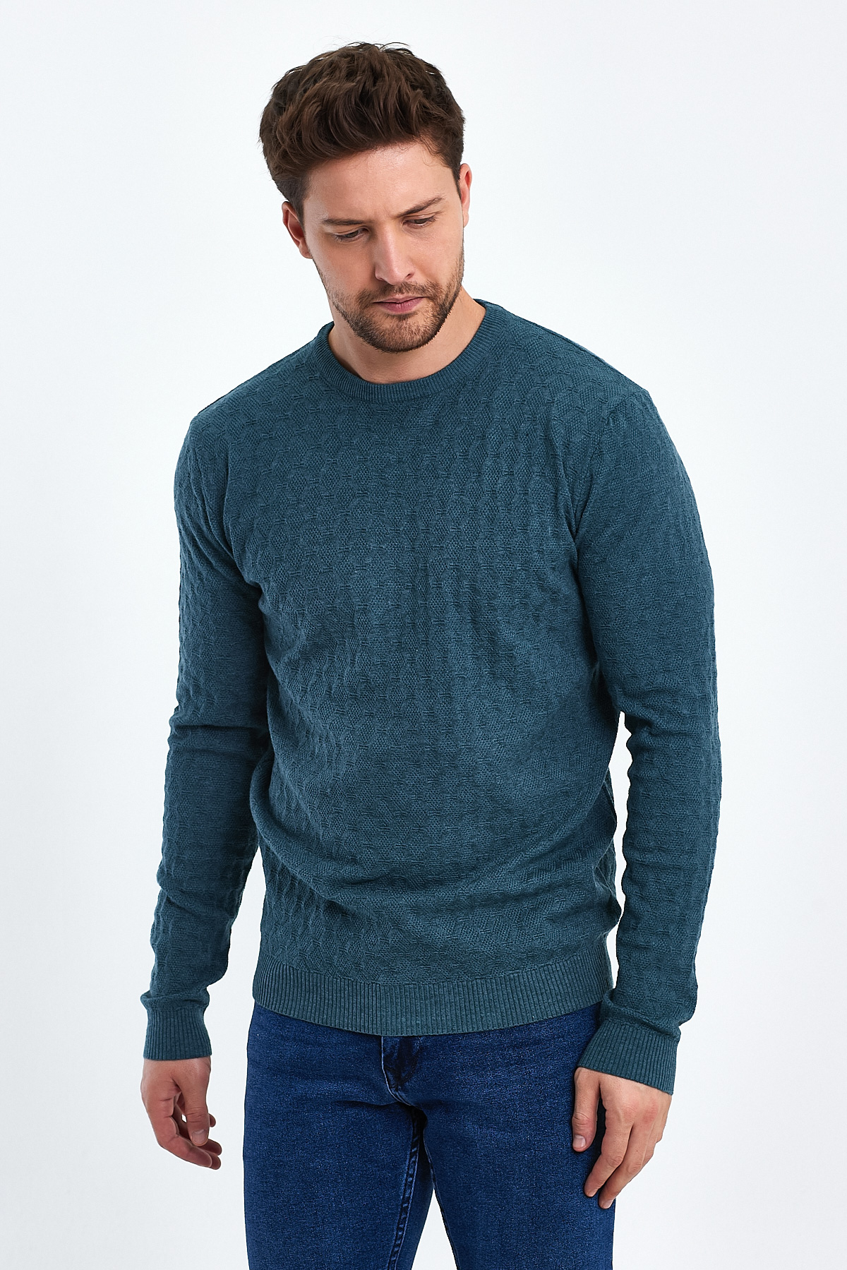 Светр casual Trend Collection 3160 Зелений (GREEN) - Фото 2