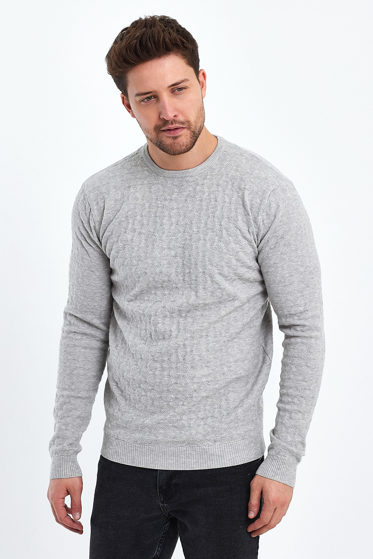 Светр casual Trend Collection 3160 Сірий (GREY) - Фото 6
