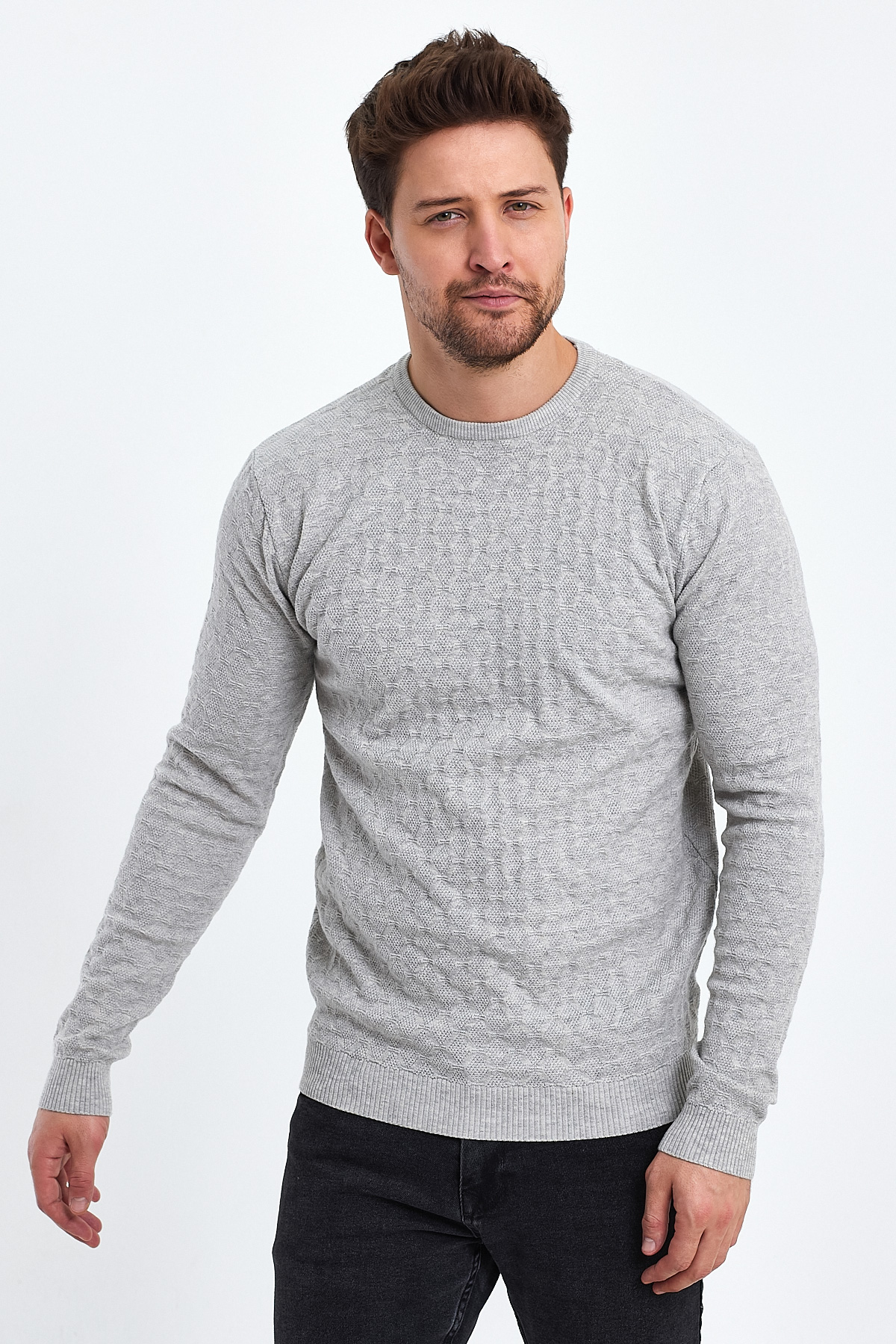 Светр casual Trend Collection 3160 Сірий (GREY) - Фото 7