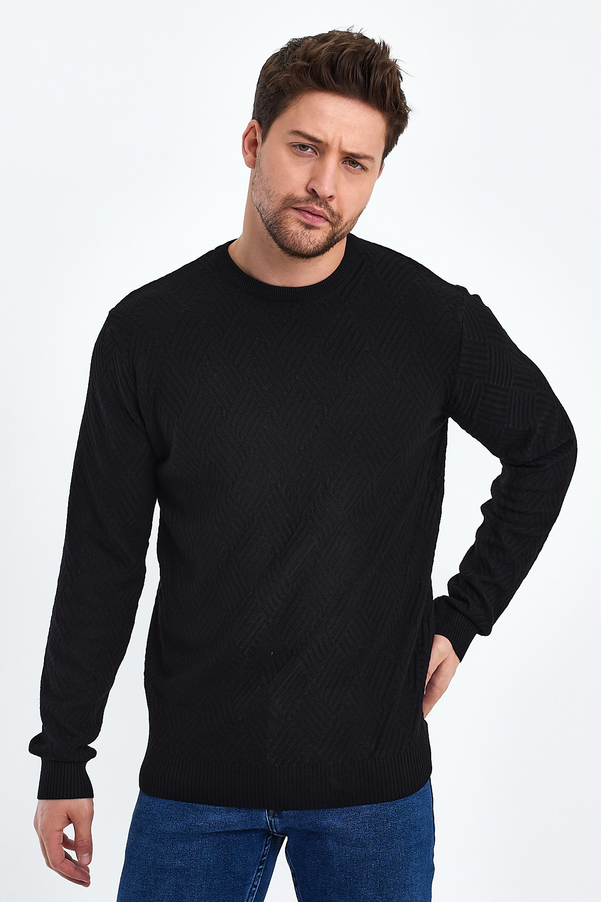Свитер casual Trend Collection 3165 черный (BLACK) - Фото 3