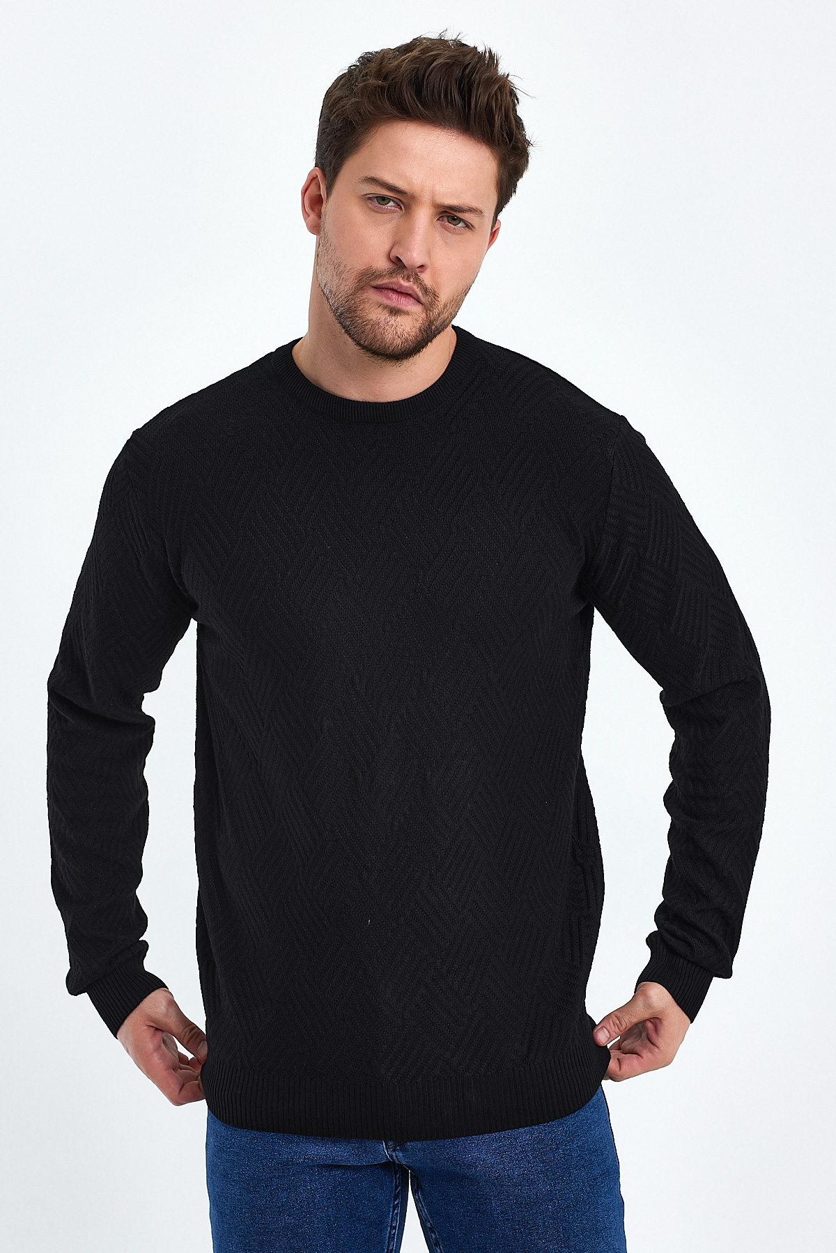 Свитер casual Trend Collection 3165 черный (BLACK) - Фото 4