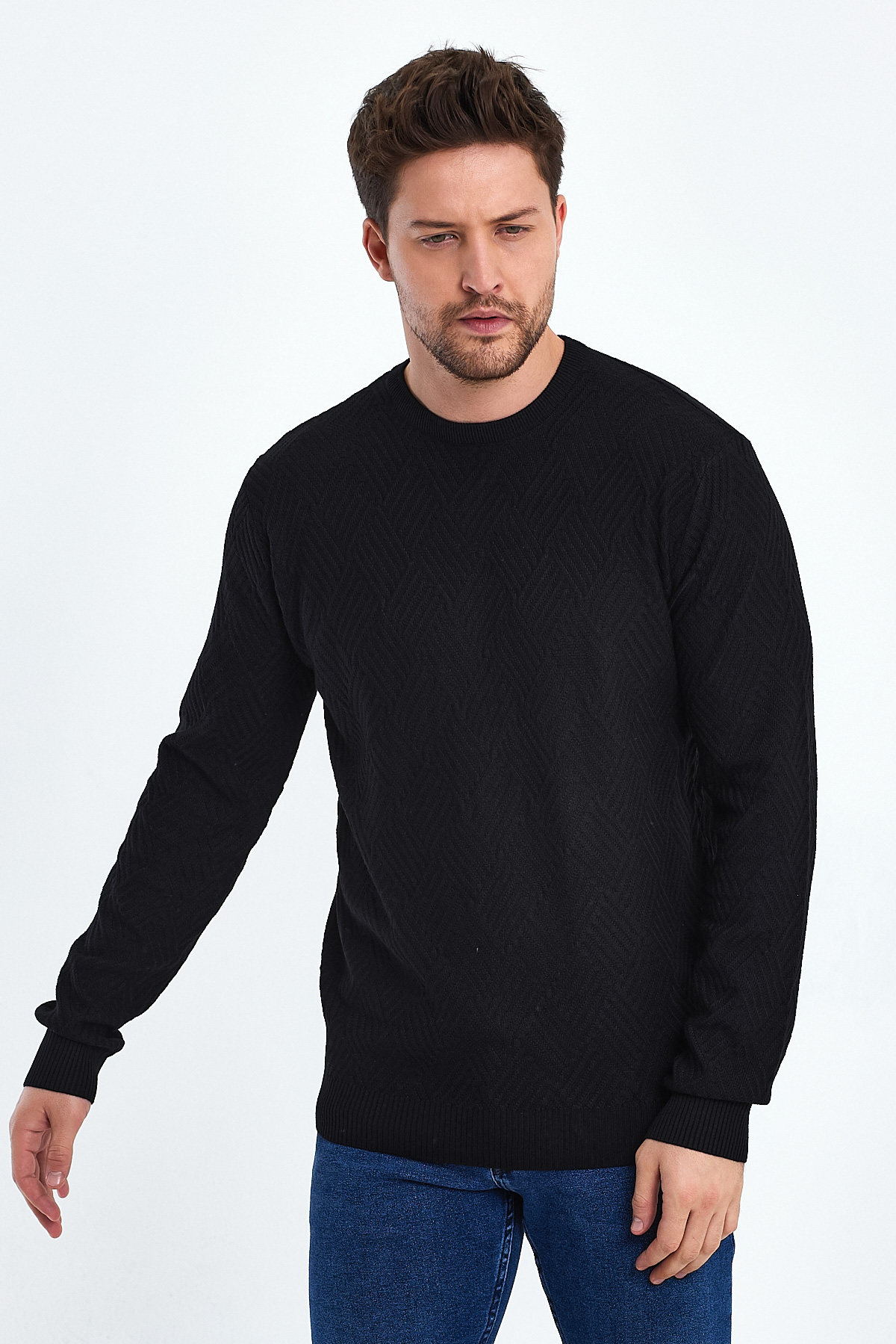 Свитер casual Trend Collection 3165 черный (BLACK) - Фото 8