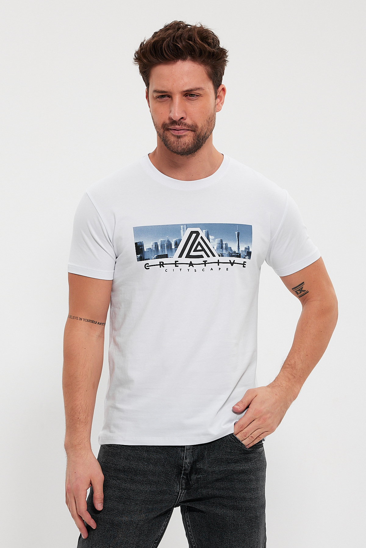 Футболка с принтом Trend Collection 4020 белый + принт (BEYAZ) - Фото 4
