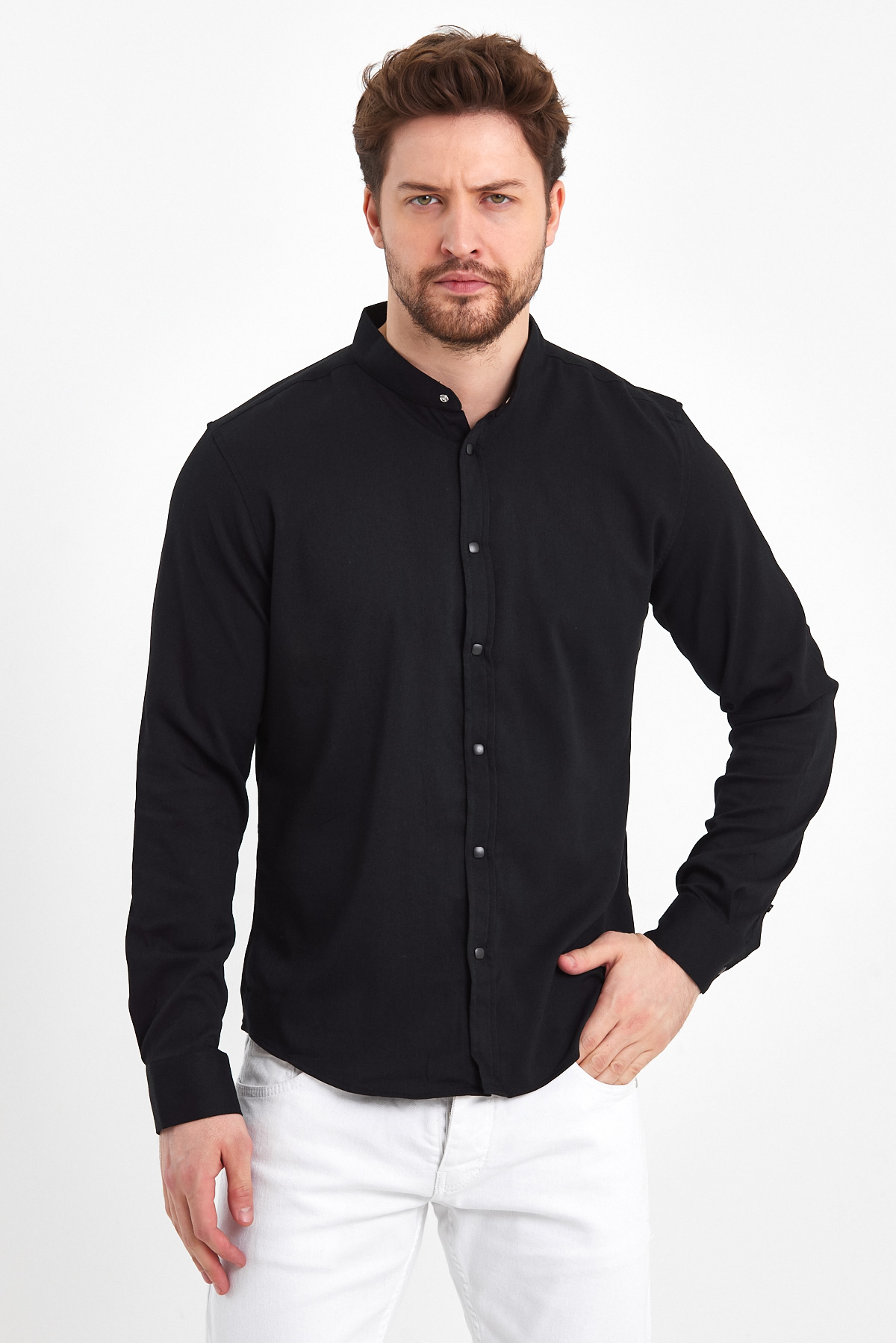 Сорочка на стійку Trend Collection BAT 21162-3 Чорний (V05) - Фото 1