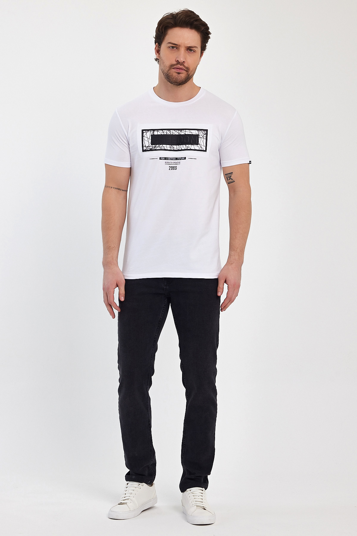 Футболка з принтом Trend Collection 39123 Білий (BEYAZ) - Фото 