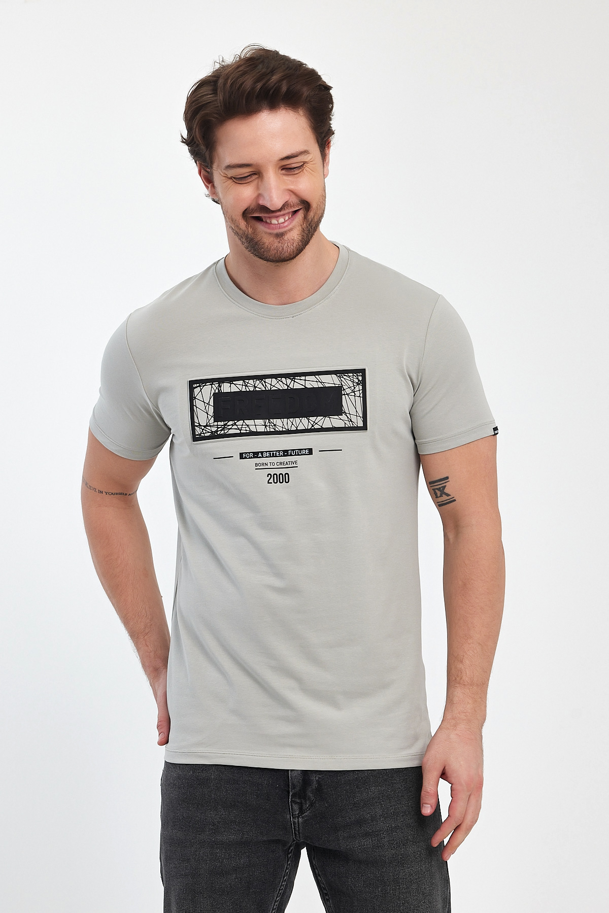 Футболка з принтом Trend Collection 39123 Світло-сірий (BOYAMA GRI) - Фото 2