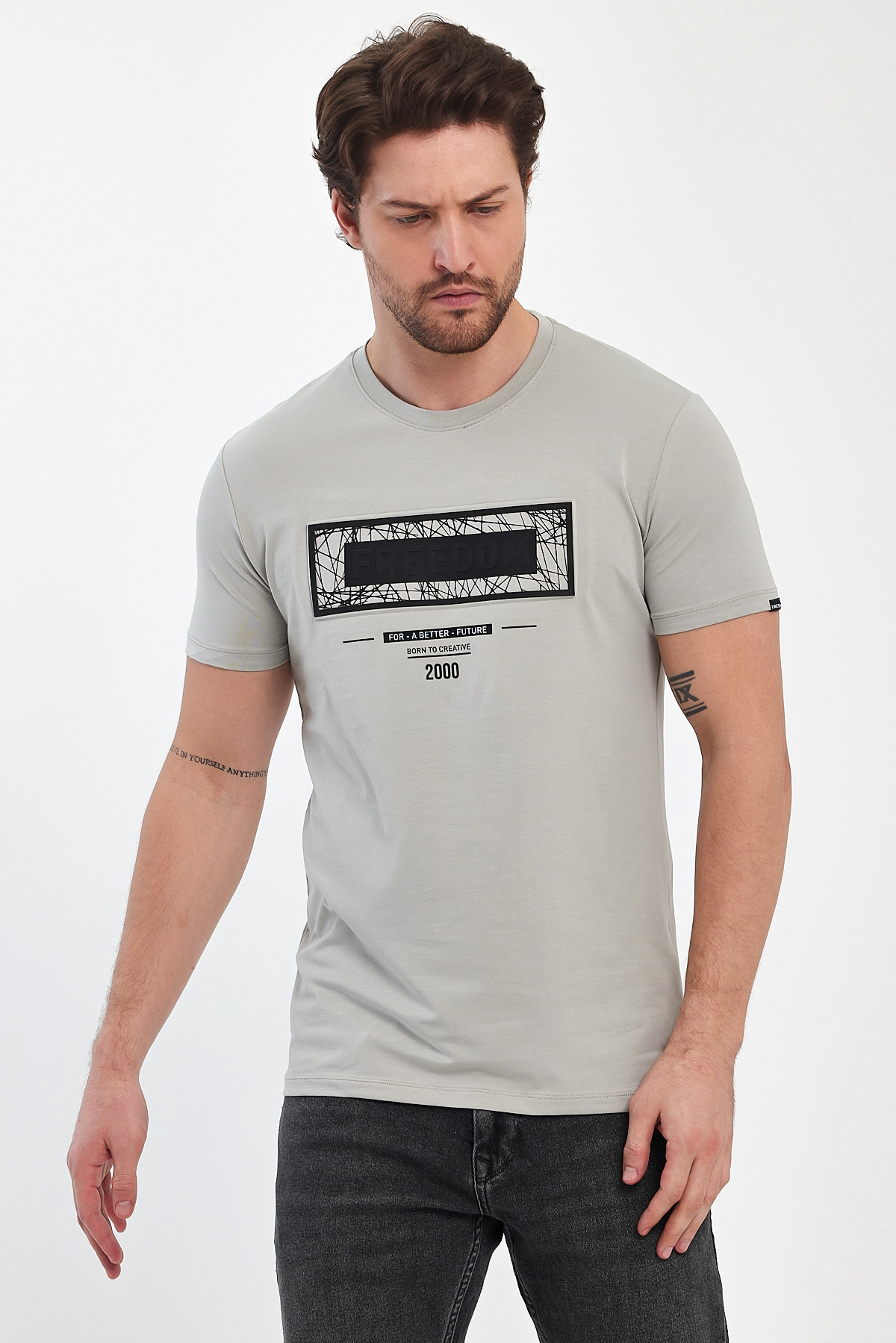 Футболка з принтом Trend Collection 39123 Світло-сірий (BOYAMA GRI) - Фото 7
