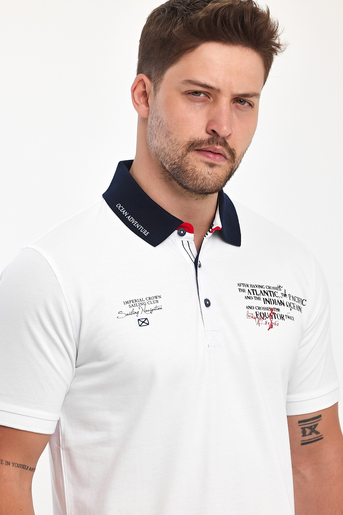 Футболка поло з принтом Trend Collection 39488 Білий+принт (BEYAZ) - Фото 4