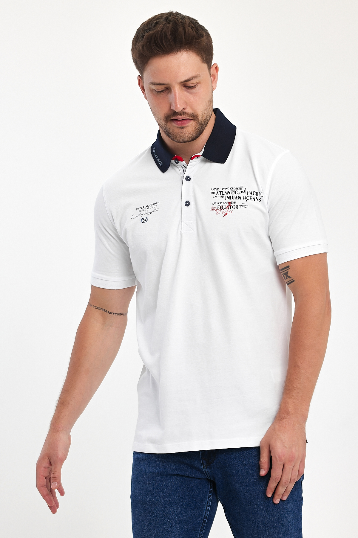 Футболка поло з принтом Trend Collection 39488 Білий+принт (BEYAZ) - Фото 5