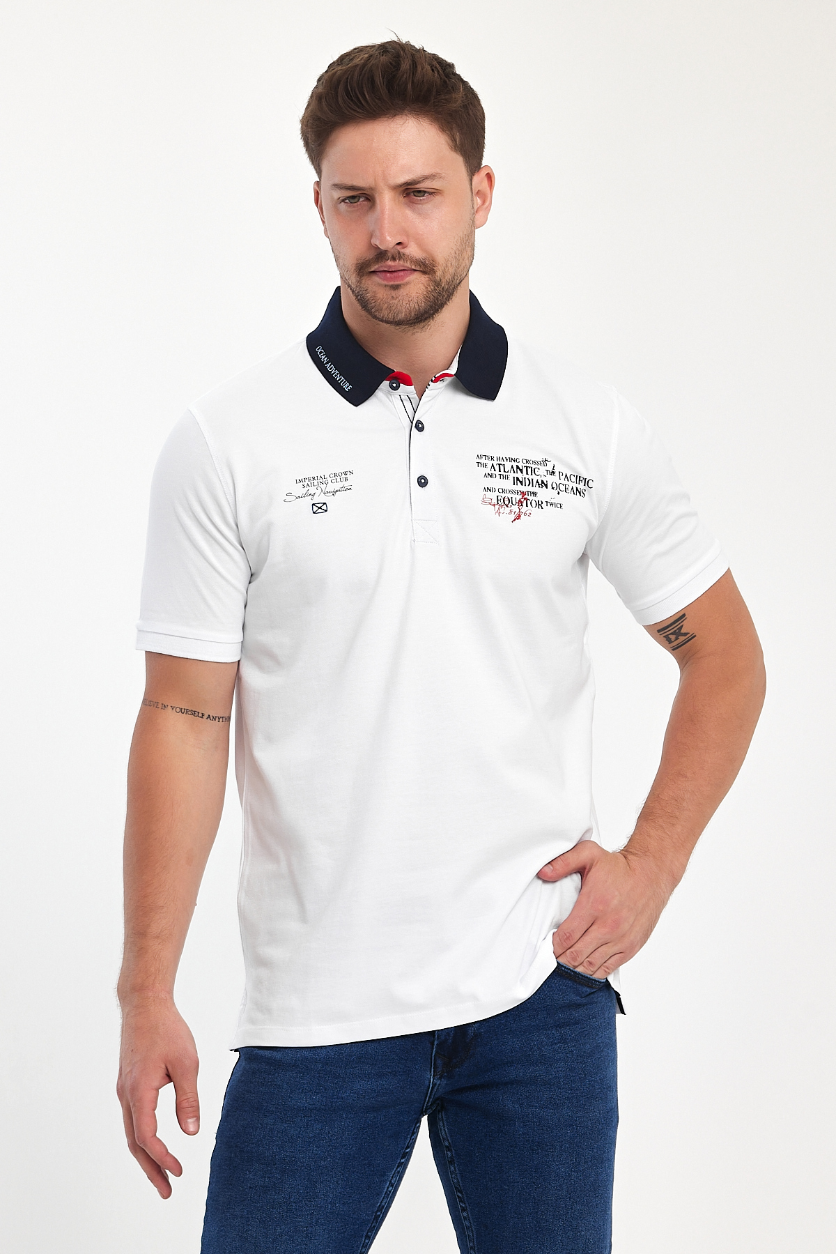 Футболка поло з принтом Trend Collection 39488 Білий+принт (BEYAZ) - Фото 6