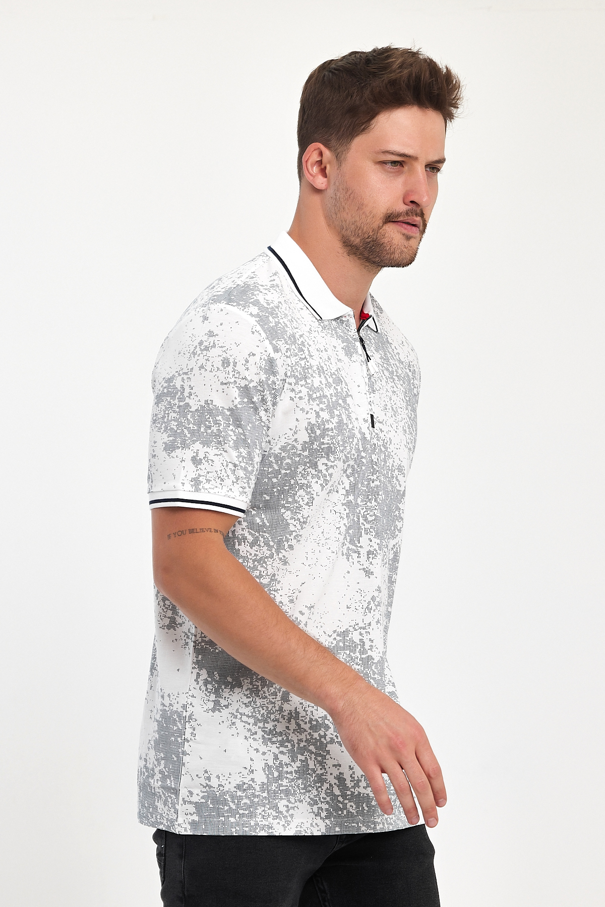 Футболка поло с принтом Trend Collection 39555 белый + принт (BEYAZ) - Фото 1
