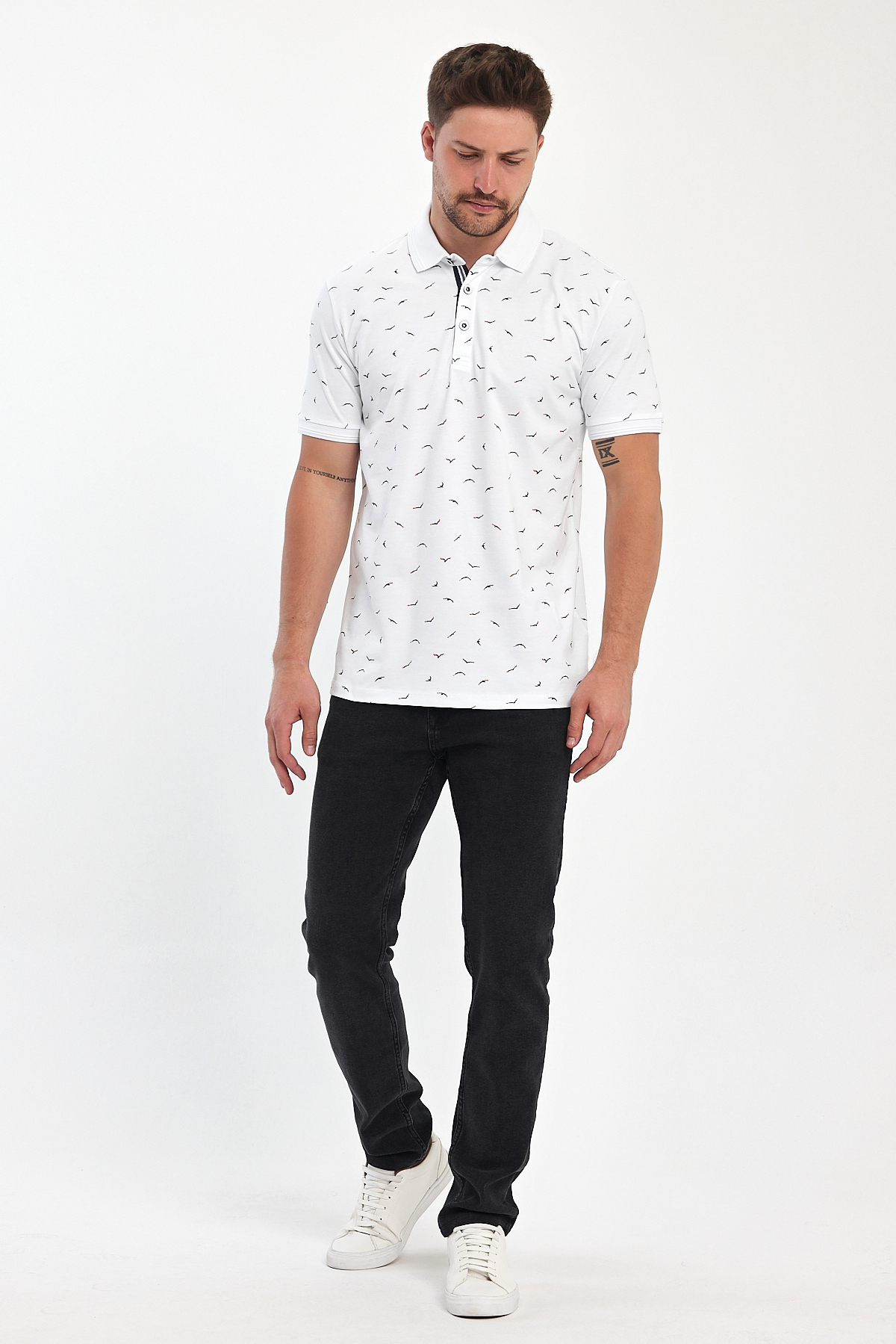 Футболка поло с принтом Trend Collection 39574 белый + принт (BEYAZ) - Фото 