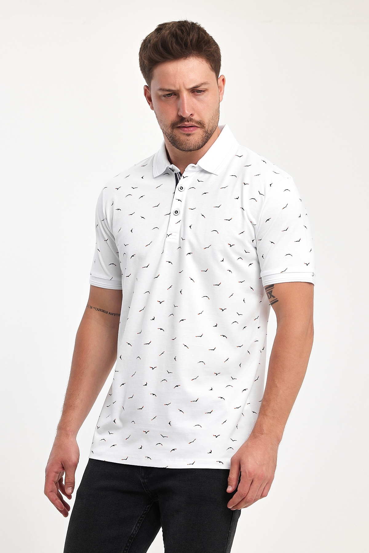 Футболка поло с принтом Trend Collection BAT 39574 белый+принт (BEYAZ) - Фото 1