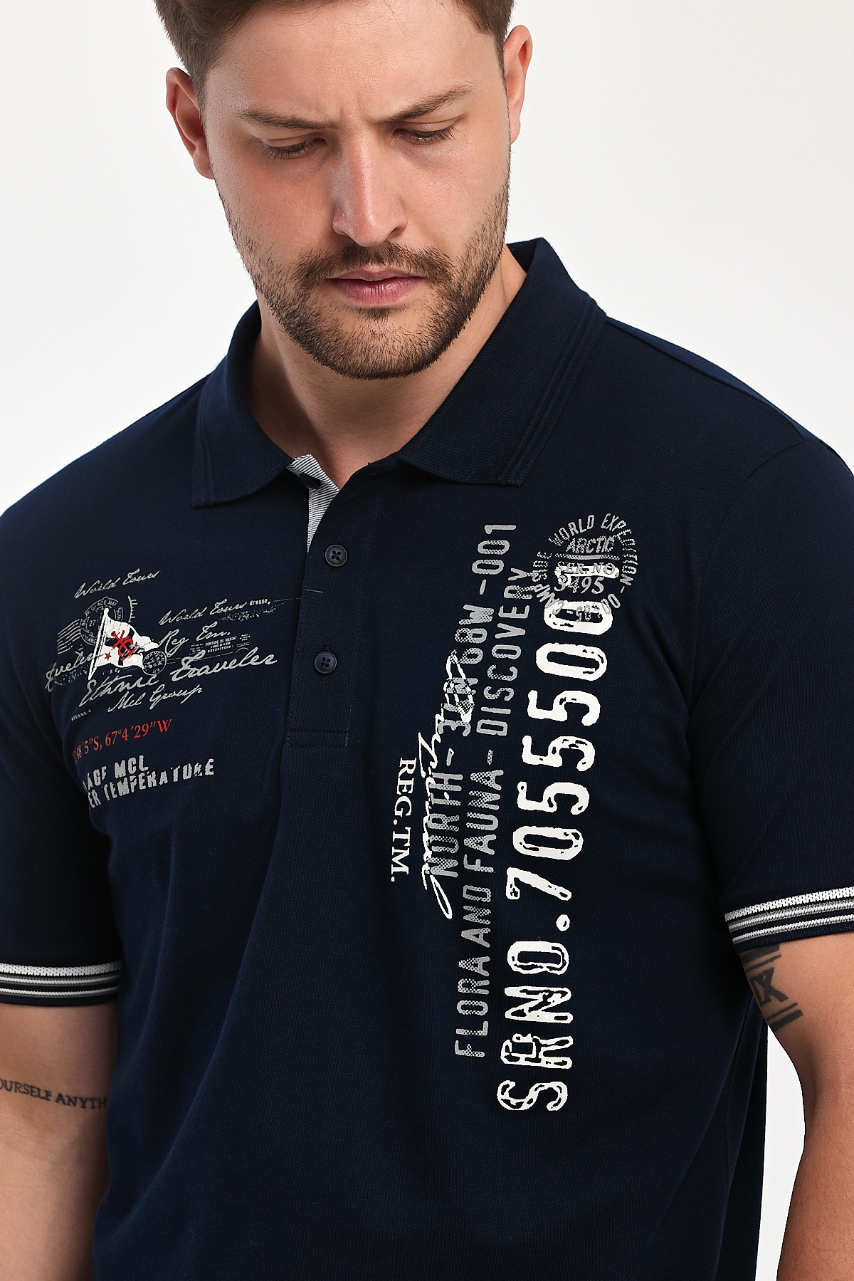 Футболка поло з принтом Trend Collection 39789 Темно-синій+принт (LACIVERT) - Фото 2